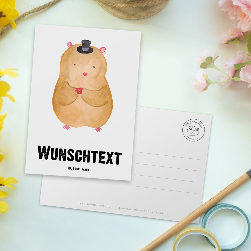 Personalisierte Postkarte Hamster mit Hut Postkarte mit Namen, Postkarte bedrucken, Postkarte mit Wunschtext, Postkarte personalisierbar, Geschenkkarte mit Namen, Grußkarte mit Namen, Karte mit Namen, Einladung mit Namen, Ansichtskarte mit Namen, Geschenkkarte mit Wunschtext, Grußkarte mit Wunschtext, Karte mit Wunschtext, Einladung mit Wunschtext, Ansichtskarte mit Wunschtext, süße Tiermotive, gute Laune, lustige Sprüche, Tiere, Hamster, Hut, Magier, Zylinder, Zwerghamster, Zauberer, Houdini