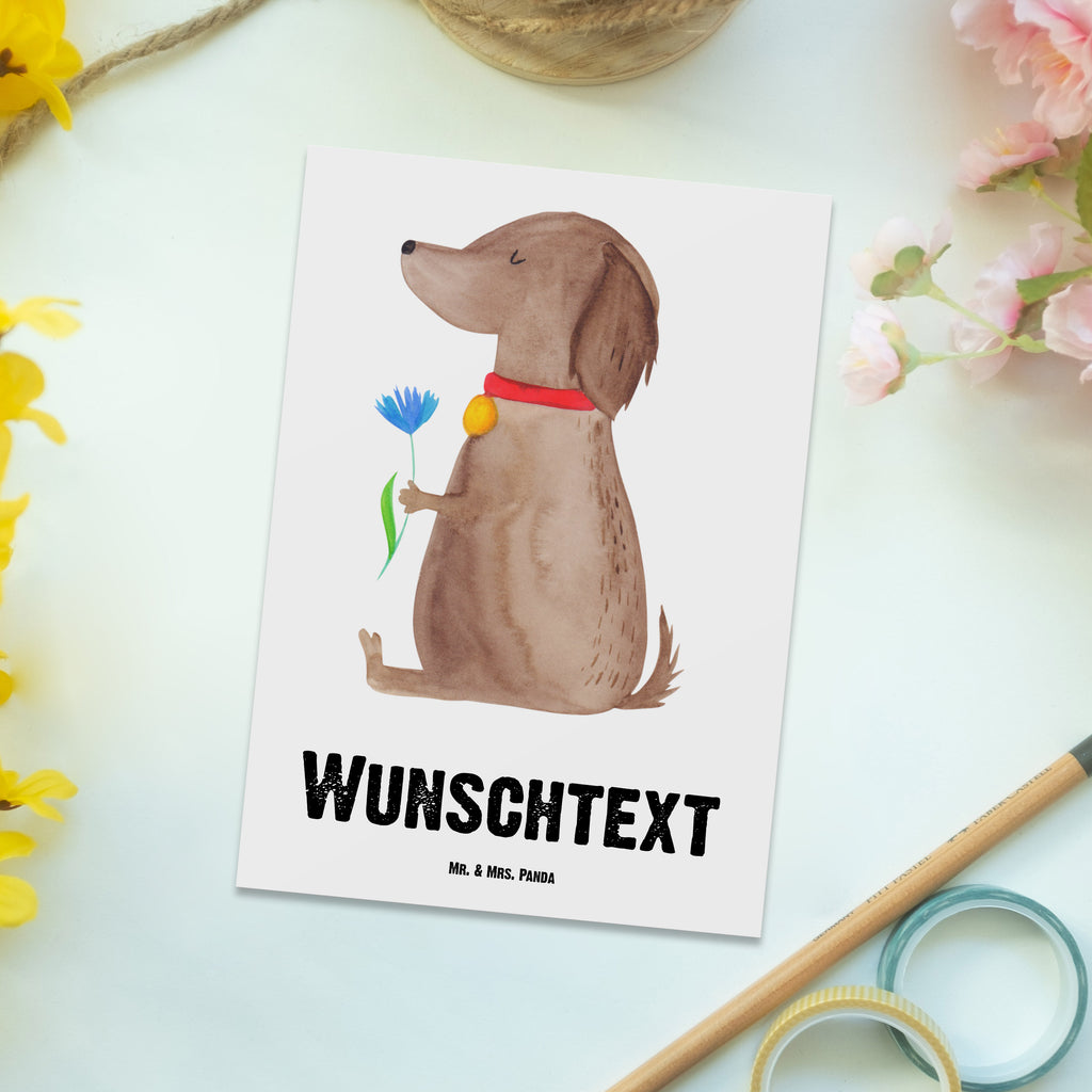 Personalisierte Postkarte Hund Blume Postkarte mit Namen, Postkarte bedrucken, Postkarte mit Wunschtext, Postkarte personalisierbar, Geschenkkarte mit Namen, Grußkarte mit Namen, Karte mit Namen, Einladung mit Namen, Ansichtskarte mit Namen, Geschenkkarte mit Wunschtext, Grußkarte mit Wunschtext, Karte mit Wunschtext, Einladung mit Wunschtext, Ansichtskarte mit Wunschtext, Hund, Hundemotiv, Haustier, Hunderasse, Tierliebhaber, Hundebesitzer, Sprüche, Hunde, Frauchen, Hundeliebe