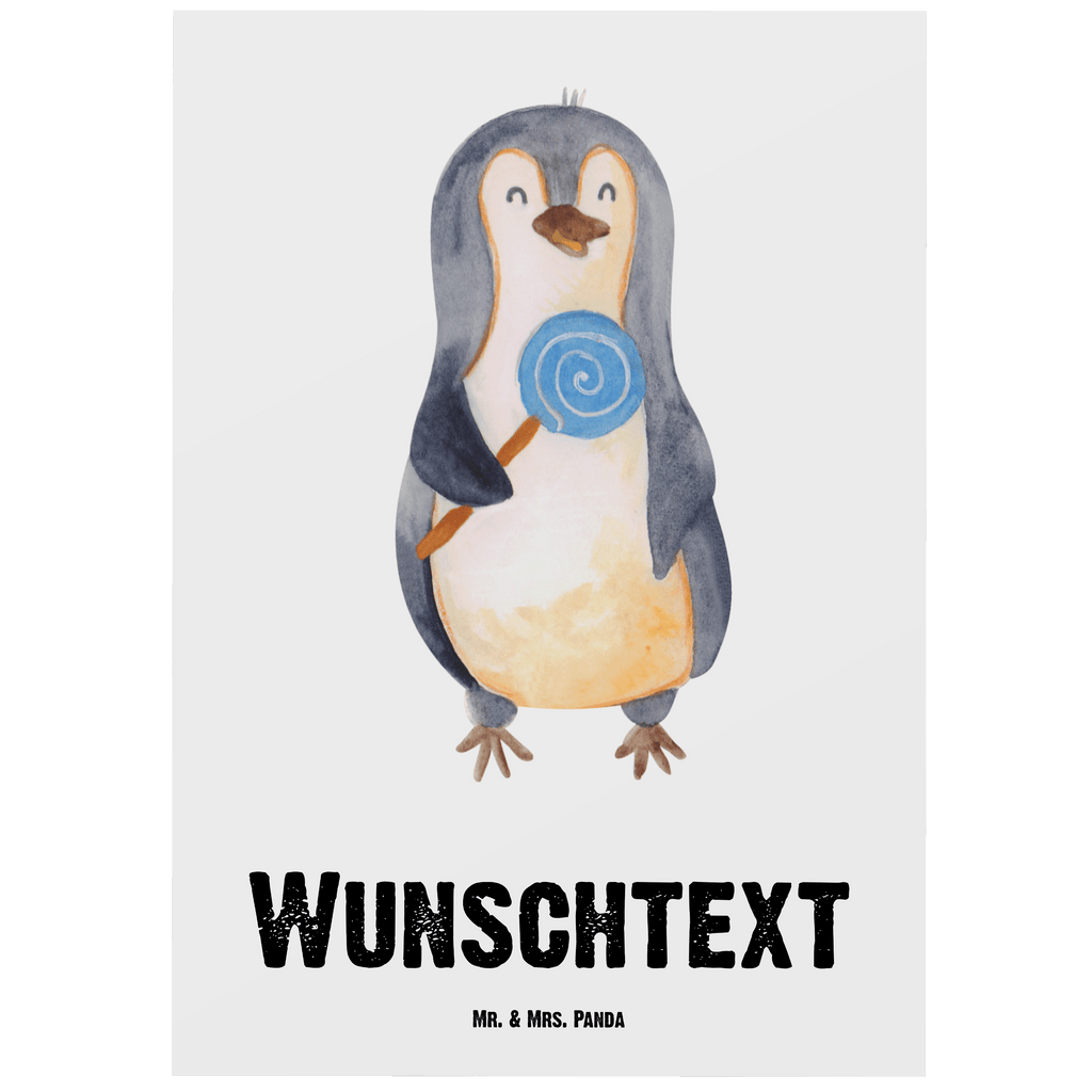Personalisierte Postkarte Pinguin Lolli Postkarte mit Namen, Postkarte bedrucken, Postkarte mit Wunschtext, Postkarte personalisierbar, Geschenkkarte mit Namen, Grußkarte mit Namen, Karte mit Namen, Einladung mit Namen, Ansichtskarte mit Namen, Geschenkkarte mit Wunschtext, Grußkarte mit Wunschtext, Karte mit Wunschtext, Einladung mit Wunschtext, Ansichtskarte mit Wunschtext, Pinguin, Pinguine, Lolli, Süßigkeiten, Blödsinn, Spruch, Rebell, Gauner, Ganove, Rabauke