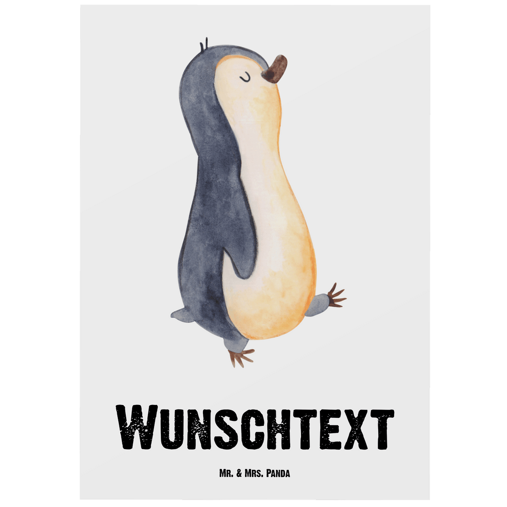 Personalisierte Postkarte Pinguin marschierend Postkarte mit Namen, Postkarte bedrucken, Postkarte mit Wunschtext, Postkarte personalisierbar, Geschenkkarte mit Namen, Grußkarte mit Namen, Karte mit Namen, Einladung mit Namen, Ansichtskarte mit Namen, Geschenkkarte mit Wunschtext, Grußkarte mit Wunschtext, Karte mit Wunschtext, Einladung mit Wunschtext, Ansichtskarte mit Wunschtext, Pinguin, Pinguine, Frühaufsteher, Langschläfer, Bruder, Schwester, Familie