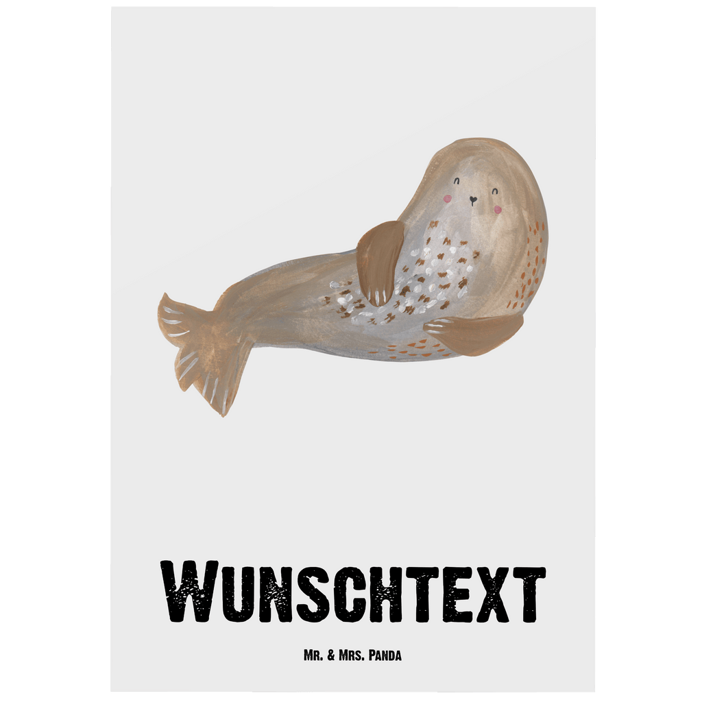 Personalisierte Postkarte Robbe lachend Postkarte mit Namen, Postkarte bedrucken, Postkarte mit Wunschtext, Postkarte personalisierbar, Geschenkkarte mit Namen, Grußkarte mit Namen, Karte mit Namen, Einladung mit Namen, Ansichtskarte mit Namen, Geschenkkarte mit Wunschtext, Grußkarte mit Wunschtext, Karte mit Wunschtext, Einladung mit Wunschtext, Ansichtskarte mit Wunschtext, süße Tiermotive, gute Laune, lustige Sprüche, Tiere, Robbe, Robben, Seehund, Strand, Meerestier, Ostsee, Nordsee