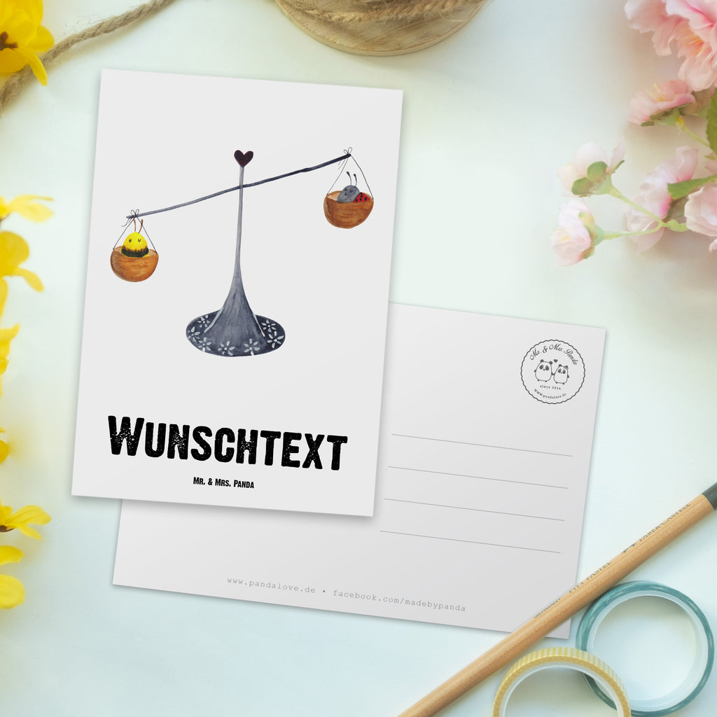 Personalisierte Postkarte Sternzeichen Waage Postkarte mit Namen, Postkarte bedrucken, Postkarte mit Wunschtext, Postkarte personalisierbar, Geschenkkarte mit Namen, Grußkarte mit Namen, Karte mit Namen, Einladung mit Namen, Ansichtskarte mit Namen, Geschenkkarte mit Wunschtext, Grußkarte mit Wunschtext, Karte mit Wunschtext, Einladung mit Wunschtext, Ansichtskarte mit Wunschtext, Tierkreiszeichen, Sternzeichen, Horoskop, Astrologie, Aszendent, Waage, Waage Geschenk, Waage Sternzeichen, Geschenk Oktober, Geschenk September, Geburtstag Oktober, Geburtstag September, Gleichgewicht, Marienkäfer, Hummel, Biene