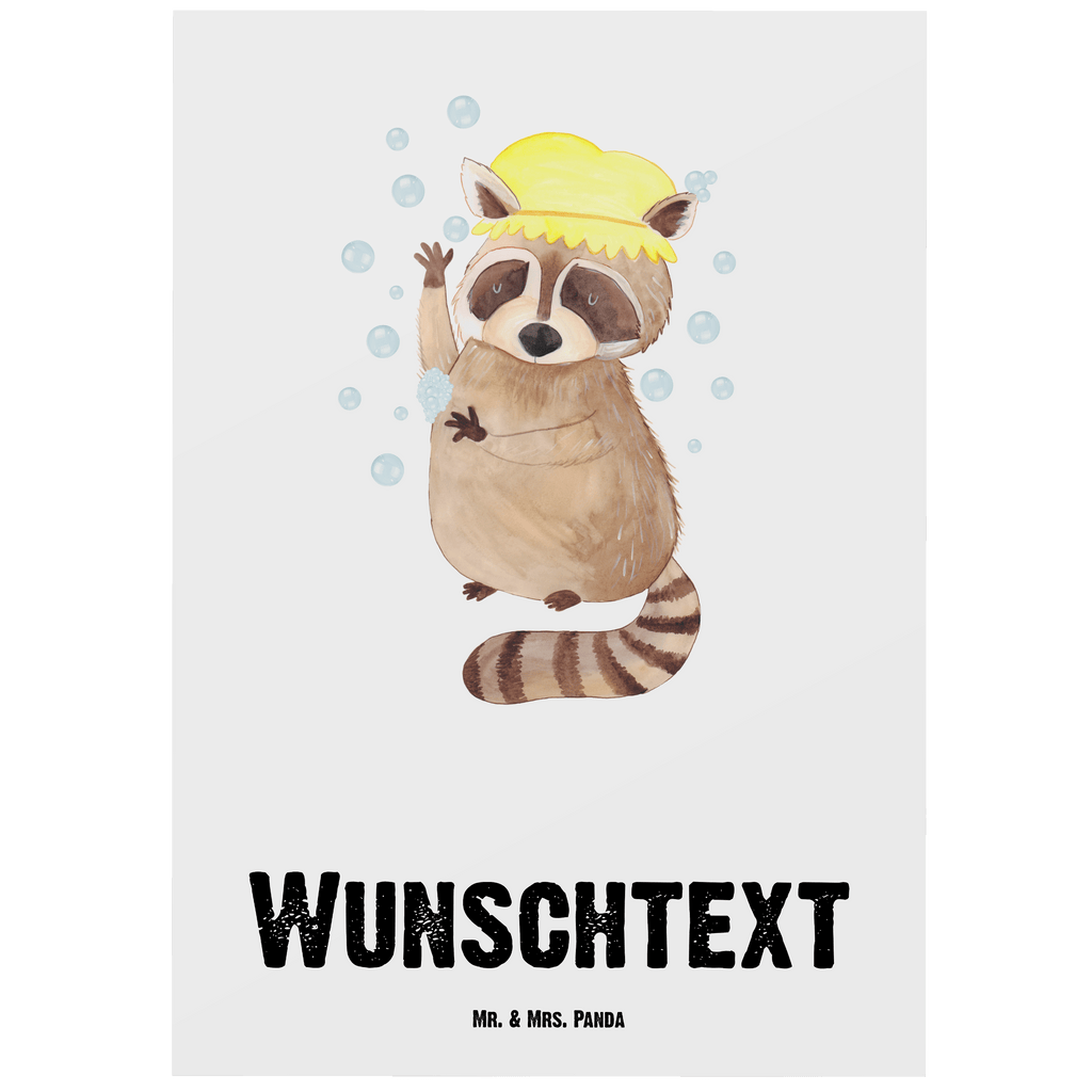 Personalisierte Postkarte Waschbär Postkarte mit Namen, Postkarte bedrucken, Postkarte mit Wunschtext, Postkarte personalisierbar, Geschenkkarte mit Namen, Grußkarte mit Namen, Karte mit Namen, Einladung mit Namen, Ansichtskarte mit Namen, Geschenkkarte mit Wunschtext, Grußkarte mit Wunschtext, Karte mit Wunschtext, Einladung mit Wunschtext, Ansichtskarte mit Wunschtext, süße Tiermotive, gute Laune, lustige Sprüche, Tiere, Waschbär, Tagträumen, Plan, Fröhlich, waschen, Seifenblasen