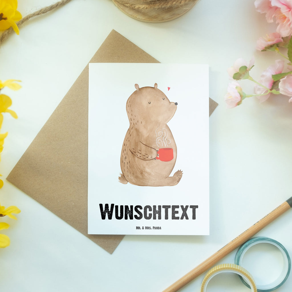 Personalisierte Grußkarte Bär Kaffee Personalisierte Grußkarte, Personalisiertere Klappkarte, Personalisierte Einladungskarte, Personalisierte Glückwunschkarte, Personalisierte Hochzeitskarte, Personalisierte Geburtstagskarte, Grußkarte mit Namen, Grußkarte selber drucken, Grußkarte selbst gestalten, Grußkarte mit persönlichen Nachrichten, Grußkarte als Geldgeschenk, Grußkarten personalisiert, Bär, Teddy, Teddybär, Kaffee, Coffee, Bären, guten Morgen, Morgenroutine, Welt erobern, Welt retten, Motivation