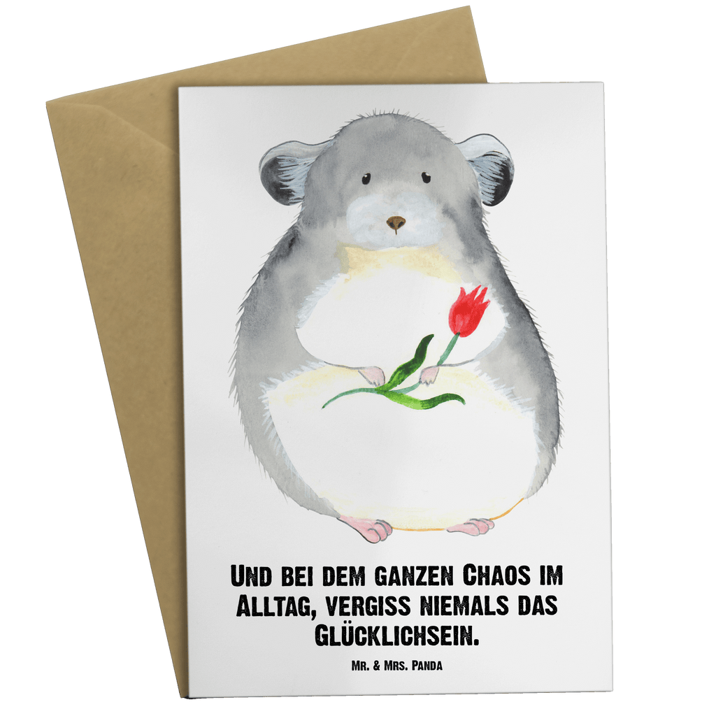 Personalisierte Grußkarte Chinchilla mit Blume Personalisierte Grußkarte, Personalisiertere Klappkarte, Personalisierte Einladungskarte, Personalisierte Glückwunschkarte, Personalisierte Hochzeitskarte, Personalisierte Geburtstagskarte, Grußkarte mit Namen, Grußkarte selber drucken, Grußkarte selbst gestalten, Grußkarte mit persönlichen Nachrichten, Grußkarte als Geldgeschenk, Grußkarten personalisiert, Tiermotive, Gute Laune, lustige Sprüche, Tiere, Chinchilla, Chinchillas, Liebeskummer, Kummer, Depressionen, traurig sein, Chaos, Glücklichsein, Büro, Büroalltag