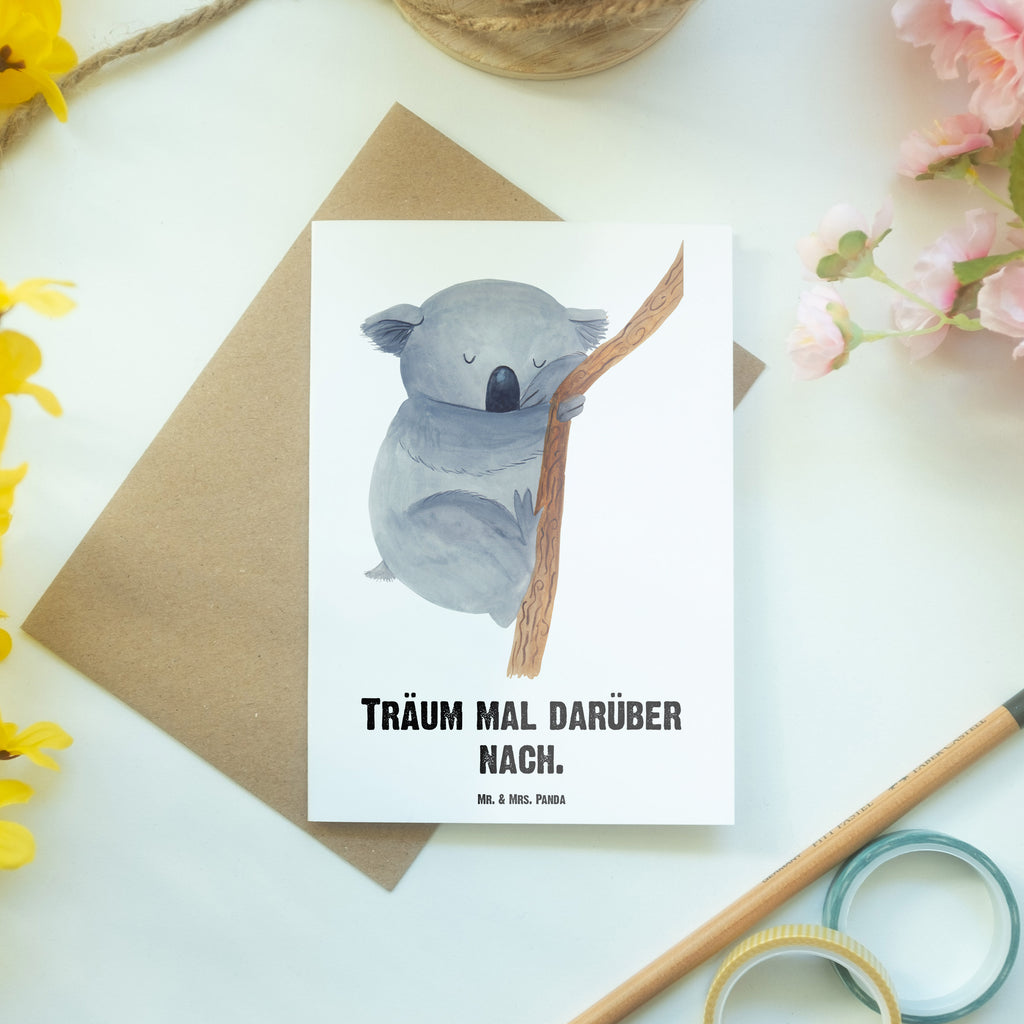 Personalisierte Grußkarte Koalabär Personalisierte Grußkarte, Personalisiertere Klappkarte, Personalisierte Einladungskarte, Personalisierte Glückwunschkarte, Personalisierte Hochzeitskarte, Personalisierte Geburtstagskarte, Grußkarte mit Namen, Grußkarte selber drucken, Grußkarte selbst gestalten, Grußkarte mit persönlichen Nachrichten, Grußkarte als Geldgeschenk, Grußkarten personalisiert, Tiermotive, Gute Laune, lustige Sprüche, Tiere, Koala, träumen, Traum, schlafen, Schlafzimmer, Traumland, Bär, Koalabär