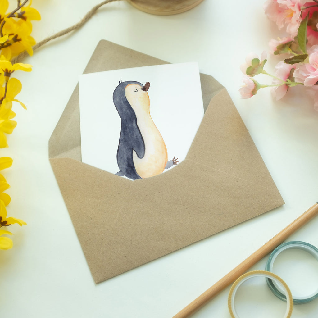Personalisierte Grußkarte Pinguin marschierend Personalisierte Grußkarte, Personalisiertere Klappkarte, Personalisierte Einladungskarte, Personalisierte Glückwunschkarte, Personalisierte Hochzeitskarte, Personalisierte Geburtstagskarte, Grußkarte mit Namen, Grußkarte selber drucken, Grußkarte selbst gestalten, Grußkarte mit persönlichen Nachrichten, Grußkarte als Geldgeschenk, Grußkarten personalisiert, Pinguin, Pinguine, Frühaufsteher, Langschläfer, Bruder, Schwester, Familie