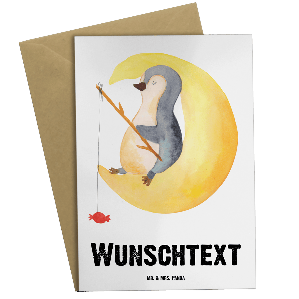 Personalisierte Grußkarte Pinguin Mond Personalisierte Grußkarte, Personalisiertere Klappkarte, Personalisierte Einladungskarte, Personalisierte Glückwunschkarte, Personalisierte Hochzeitskarte, Personalisierte Geburtstagskarte, Grußkarte mit Namen, Grußkarte selber drucken, Grußkarte selbst gestalten, Grußkarte mit persönlichen Nachrichten, Grußkarte als Geldgeschenk, Grußkarten personalisiert, Pinguin, Pinguine, Spruch, schlafen, Nachtruhe, Einschlafen, Schlafzimmer, Schlafstörungen, Gästezimmer