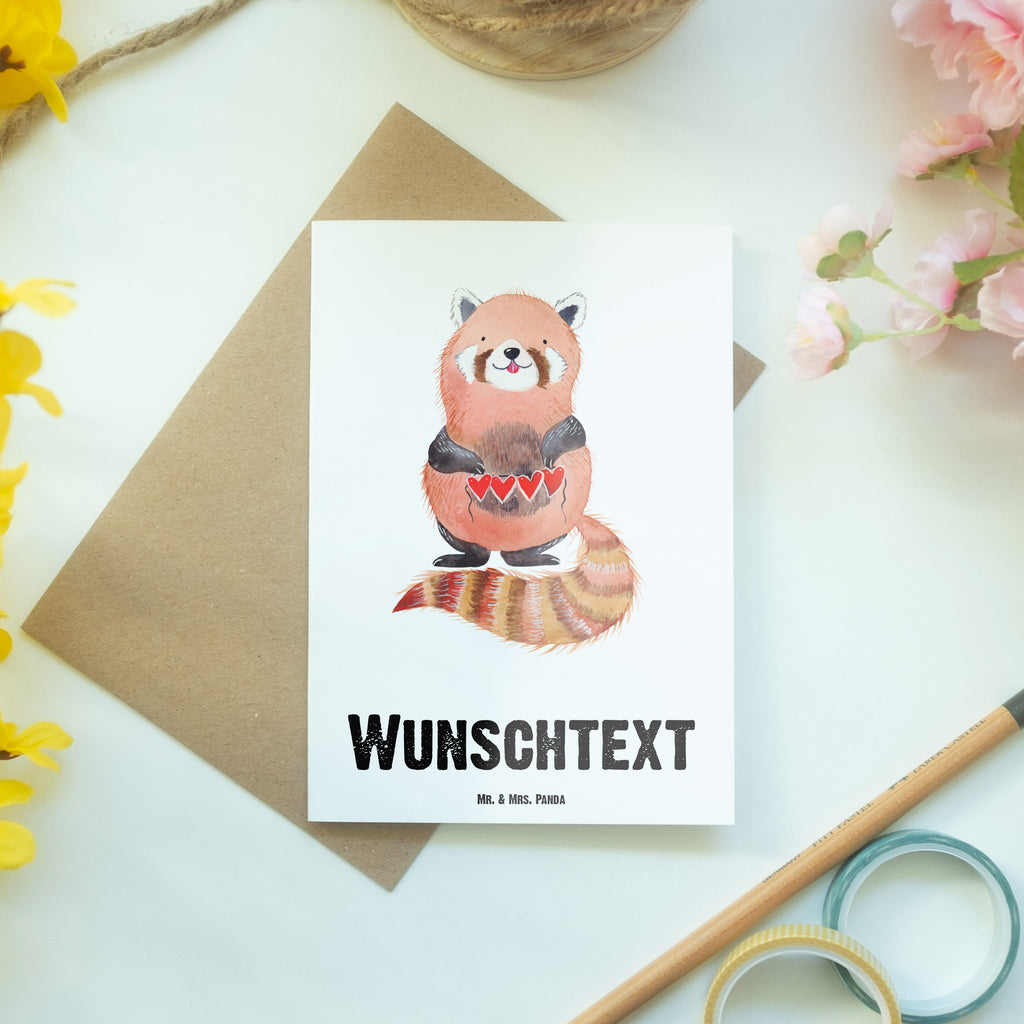 Personalisierte Grußkarte Roter Panda Personalisierte Grußkarte, Personalisiertere Klappkarte, Personalisierte Einladungskarte, Personalisierte Glückwunschkarte, Personalisierte Hochzeitskarte, Personalisierte Geburtstagskarte, Grußkarte mit Namen, Grußkarte selber drucken, Grußkarte selbst gestalten, Grußkarte mit persönlichen Nachrichten, Grußkarte als Geldgeschenk, Grußkarten personalisiert, Tiermotive, Gute Laune, lustige Sprüche, Tiere, Panda, Liebe, Rot, Herz, Liebling, Lieblingsmensch