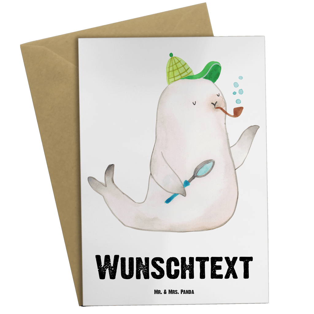 Personalisierte Grußkarte Robbe Sherlock Personalisierte Grußkarte, Personalisiertere Klappkarte, Personalisierte Einladungskarte, Personalisierte Glückwunschkarte, Personalisierte Hochzeitskarte, Personalisierte Geburtstagskarte, Grußkarte mit Namen, Grußkarte selber drucken, Grußkarte selbst gestalten, Grußkarte mit persönlichen Nachrichten, Grußkarte als Geldgeschenk, Grußkarten personalisiert, Tiermotive, Gute Laune, lustige Sprüche, Tiere