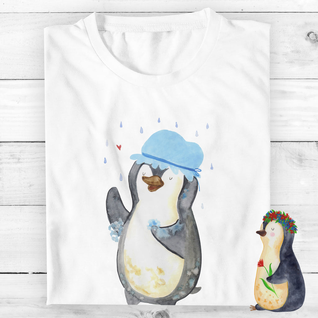 Größe XXL Personalisiertes T-Shirt Pinguin duscht T-Shirt Personalisiert, T-Shirt mit Namen, T-Shirt mit Aufruck, Männer, Frauen, Wunschtext, Bedrucken, Pinguin, Pinguine, Dusche, duschen, Lebensmotto, Motivation, Neustart, Neuanfang, glücklich sein