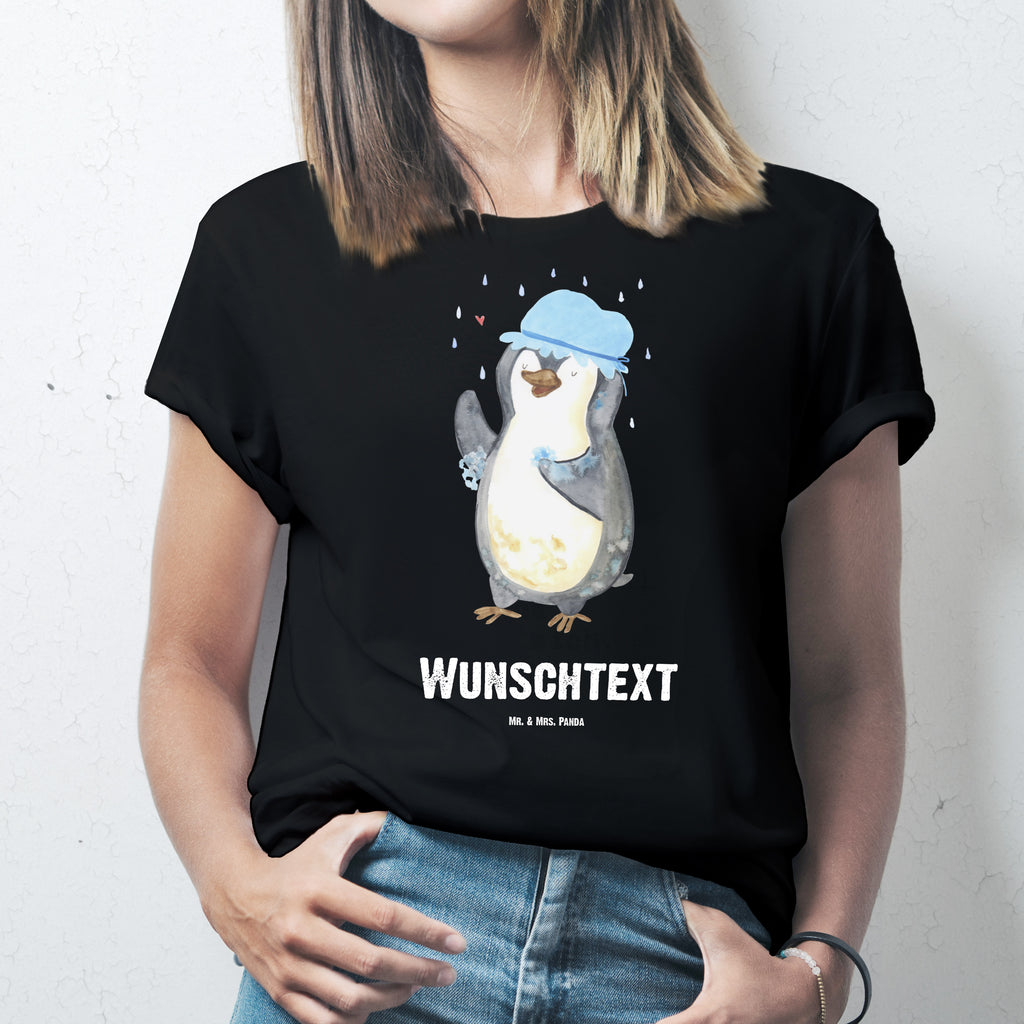 Größe XXL Personalisiertes T-Shirt Pinguin duscht T-Shirt Personalisiert, T-Shirt mit Namen, T-Shirt mit Aufruck, Männer, Frauen, Wunschtext, Bedrucken, Pinguin, Pinguine, Dusche, duschen, Lebensmotto, Motivation, Neustart, Neuanfang, glücklich sein