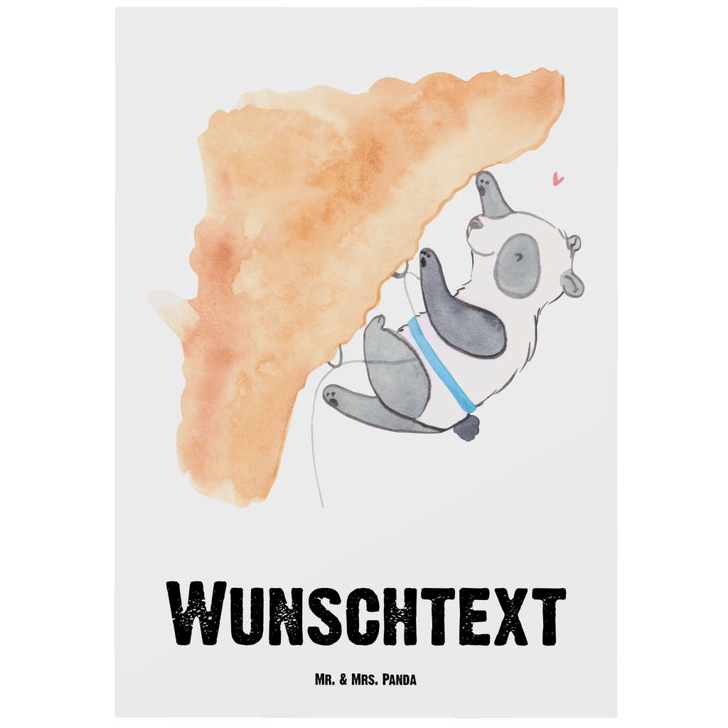 Personalisierte Postkarte Panda Klettern Medizin Postkarte mit Namen, Postkarte bedrucken, Postkarte mit Wunschtext, Postkarte personalisierbar, Geschenkkarte mit Namen, Grußkarte mit Namen, Karte mit Namen, Einladung mit Namen, Ansichtskarte mit Namen, Geschenkkarte mit Wunschtext, Grußkarte mit Wunschtext, Karte mit Wunschtext, Einladung mit Wunschtext, Ansichtskarte mit Wunschtext, Geschenk, Sport, Sportart, Hobby, Schenken, Danke, Dankeschön, Auszeichnung, Gewinn, Sportler, Klettern, Bouldern, Kletterhalle, Klettersport