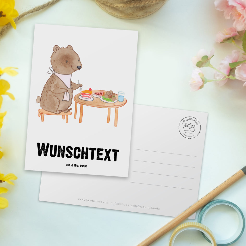Personalisierte Postkarte Bär Essen gehen Medizin Postkarte mit Namen, Postkarte bedrucken, Postkarte mit Wunschtext, Postkarte personalisierbar, Geschenkkarte mit Namen, Grußkarte mit Namen, Karte mit Namen, Einladung mit Namen, Ansichtskarte mit Namen, Geschenkkarte mit Wunschtext, Grußkarte mit Wunschtext, Karte mit Wunschtext, Einladung mit Wunschtext, Ansichtskarte mit Wunschtext, Geschenk, Sport, Sportart, Hobby, Schenken, Danke, Dankeschön, Auszeichnung, Gewinn, Sportler, Essen gehen, Essen, Restaurant, Restaurantbesuch, Köstlichkeiten