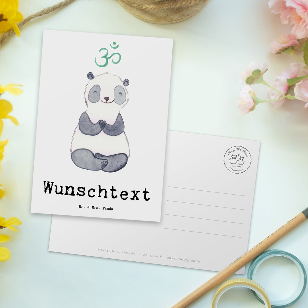 Personalisierte Postkarte Panda Meditieren Medizin Postkarte mit Namen, Postkarte bedrucken, Postkarte mit Wunschtext, Postkarte personalisierbar, Geschenkkarte mit Namen, Grußkarte mit Namen, Karte mit Namen, Einladung mit Namen, Ansichtskarte mit Namen, Geschenkkarte mit Wunschtext, Grußkarte mit Wunschtext, Karte mit Wunschtext, Einladung mit Wunschtext, Ansichtskarte mit Wunschtext, Geschenk, Sport, Sportart, Hobby, Schenken, Danke, Dankeschön, Auszeichnung, Gewinn, Sportler, Meditieren, Meditation, Meditationskurs