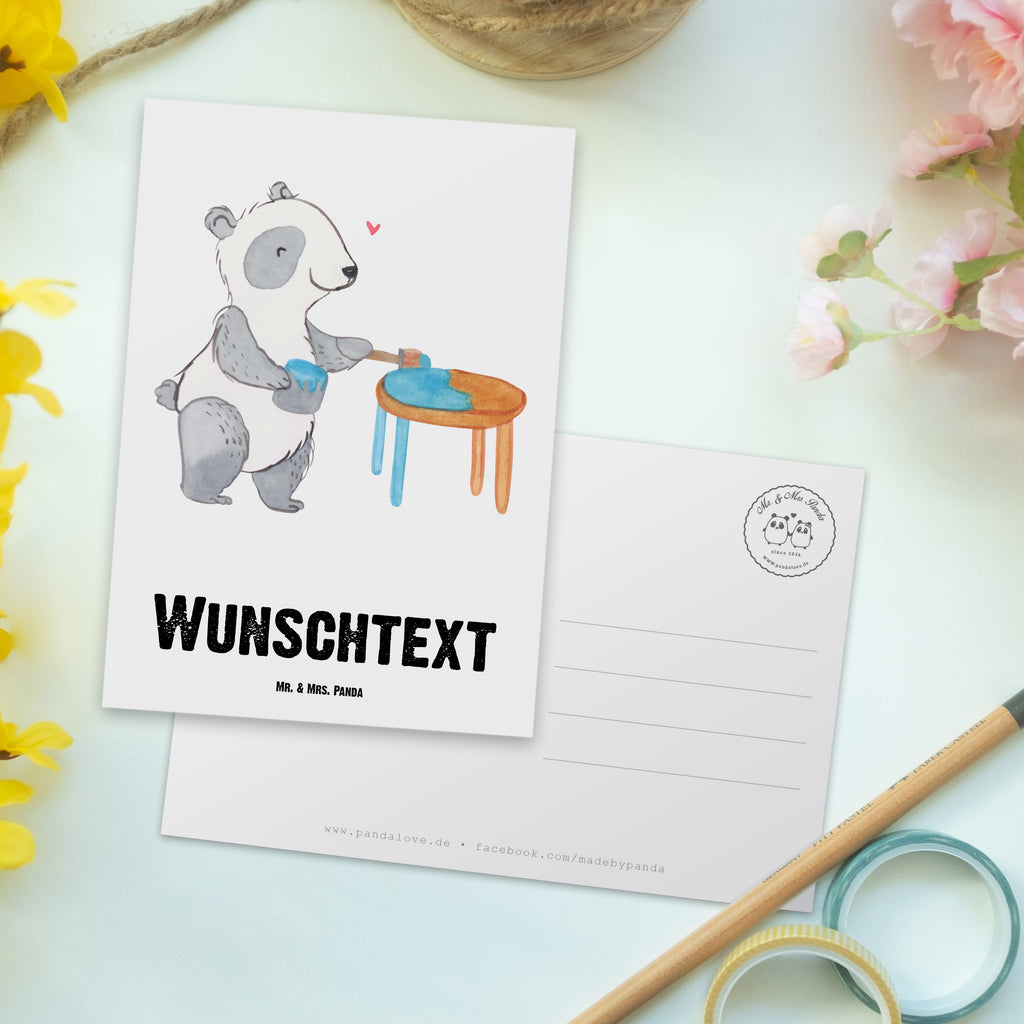 Personalisierte Postkarte Panda Möbel restaurieren Medizin Postkarte mit Namen, Postkarte bedrucken, Postkarte mit Wunschtext, Postkarte personalisierbar, Geschenkkarte mit Namen, Grußkarte mit Namen, Karte mit Namen, Einladung mit Namen, Ansichtskarte mit Namen, Geschenkkarte mit Wunschtext, Grußkarte mit Wunschtext, Karte mit Wunschtext, Einladung mit Wunschtext, Ansichtskarte mit Wunschtext, Geschenk, Sport, Sportart, Hobby, Schenken, Danke, Dankeschön, Auszeichnung, Gewinn, Sportler, Möbel restaurieren, antike Möbel restaurieren, Handwerk, Restaurator