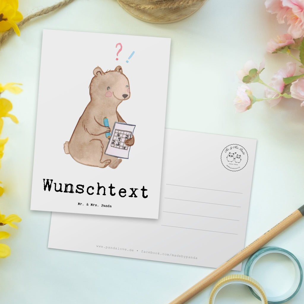 Personalisierte Postkarte Bär Rätsel lösen Medizin Postkarte mit Namen, Postkarte bedrucken, Postkarte mit Wunschtext, Postkarte personalisierbar, Geschenkkarte mit Namen, Grußkarte mit Namen, Karte mit Namen, Einladung mit Namen, Ansichtskarte mit Namen, Geschenkkarte mit Wunschtext, Grußkarte mit Wunschtext, Karte mit Wunschtext, Einladung mit Wunschtext, Ansichtskarte mit Wunschtext, Geschenk, Sport, Sportart, Hobby, Schenken, Danke, Dankeschön, Auszeichnung, Gewinn, Sportler, Rätsel lösen, Kreuzworträtsel lösen, Knobeln, Gedächtnistraining, Gedächtnissport