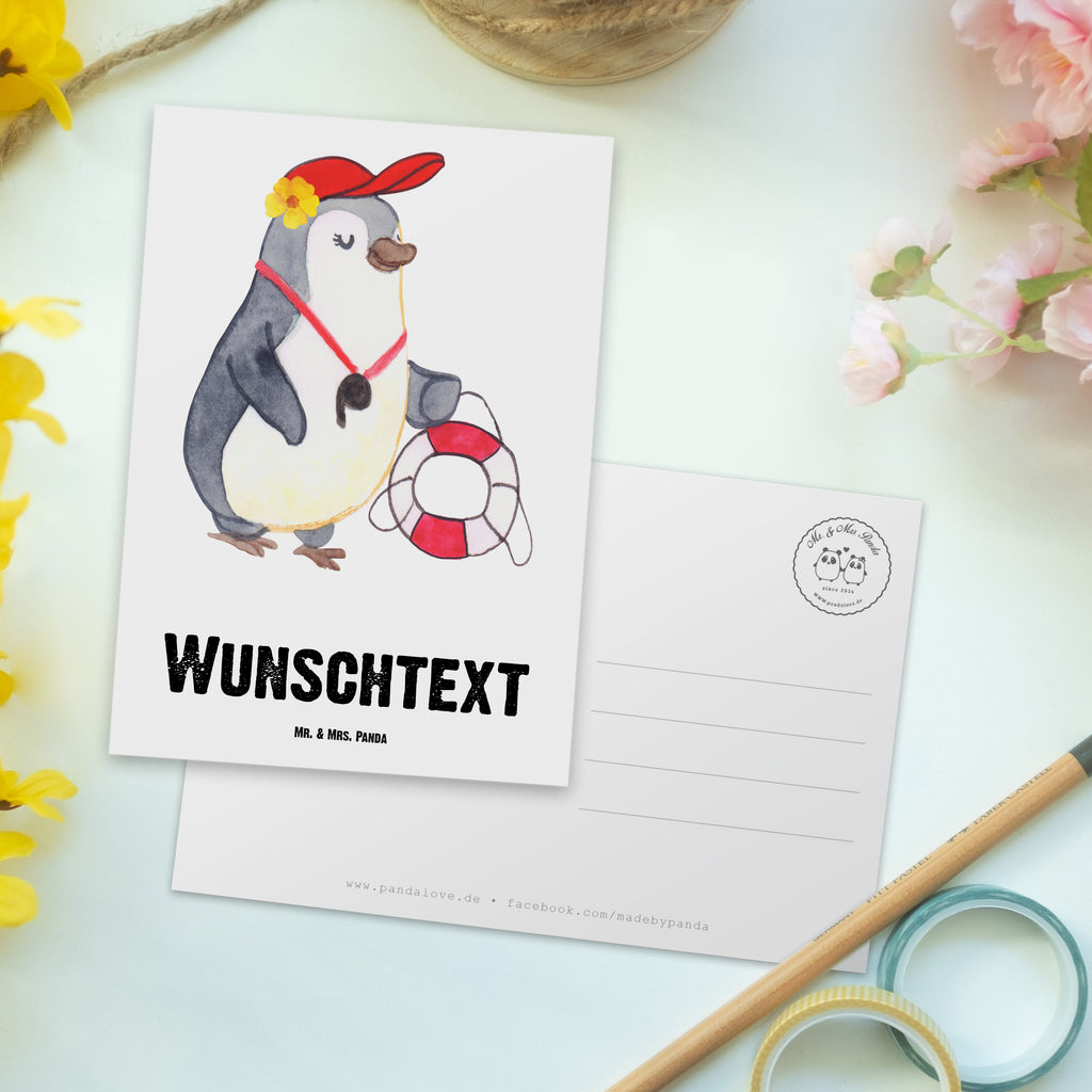 Personalisierte Postkarte Bademeisterin aus Leidenschaft Postkarte mit Namen, Postkarte bedrucken, Postkarte mit Wunschtext, Postkarte personalisierbar, Geschenkkarte mit Namen, Grußkarte mit Namen, Karte mit Namen, Einladung mit Namen, Ansichtskarte mit Namen, Geschenkkarte mit Wunschtext, Grußkarte mit Wunschtext, Karte mit Wunschtext, Einladung mit Wunschtext, Ansichtskarte mit Wunschtext, Beruf, Ausbildung, Jubiläum, Abschied, Rente, Kollege, Kollegin, Geschenk, Schenken, Arbeitskollege, Mitarbeiter, Firma, Danke, Dankeschön, Bademeisterin, Rettungsschwimmerin, Schwimmmeisterin, Schwimmbad, Freibad, Badeanstalt, Schwimmverein, Schwimmschule
