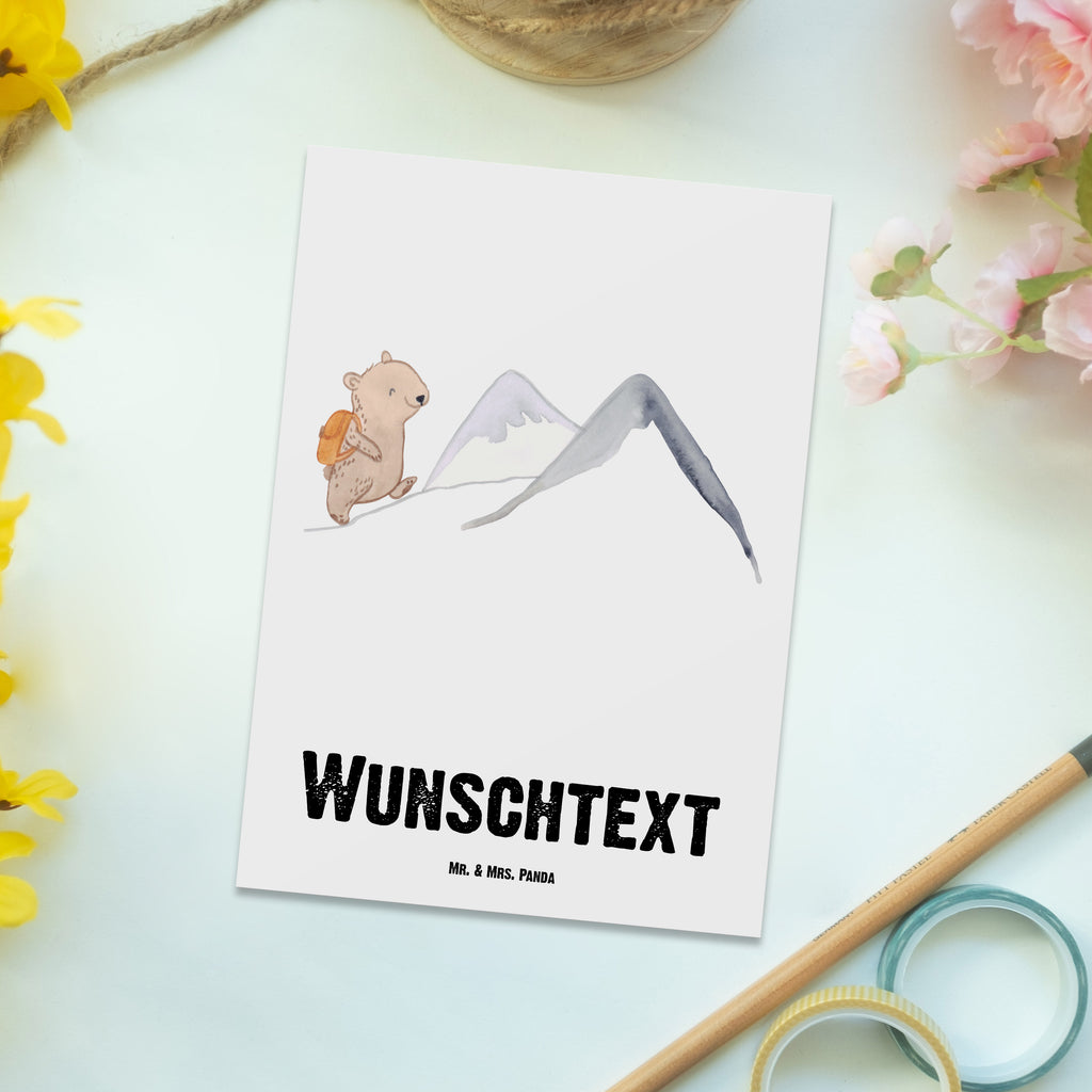 Personalisierte Postkarte Bär Bergsteigen Tage Postkarte mit Namen, Postkarte bedrucken, Postkarte mit Wunschtext, Postkarte personalisierbar, Geschenkkarte mit Namen, Grußkarte mit Namen, Karte mit Namen, Einladung mit Namen, Ansichtskarte mit Namen, Geschenkkarte mit Wunschtext, Grußkarte mit Wunschtext, Karte mit Wunschtext, Einladung mit Wunschtext, Ansichtskarte mit Wunschtext, Geschenk, Sport, Sportart, Hobby, Schenken, Danke, Dankeschön, Auszeichnung, Gewinn, Sportler, Bergsteigen, wandern, Bergsport, Trekking, Alpinismus, Alpinwandern