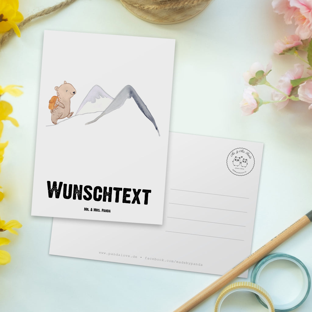 Personalisierte Postkarte Bär Bergsteigen Tage Postkarte mit Namen, Postkarte bedrucken, Postkarte mit Wunschtext, Postkarte personalisierbar, Geschenkkarte mit Namen, Grußkarte mit Namen, Karte mit Namen, Einladung mit Namen, Ansichtskarte mit Namen, Geschenkkarte mit Wunschtext, Grußkarte mit Wunschtext, Karte mit Wunschtext, Einladung mit Wunschtext, Ansichtskarte mit Wunschtext, Geschenk, Sport, Sportart, Hobby, Schenken, Danke, Dankeschön, Auszeichnung, Gewinn, Sportler, Bergsteigen, wandern, Bergsport, Trekking, Alpinismus, Alpinwandern