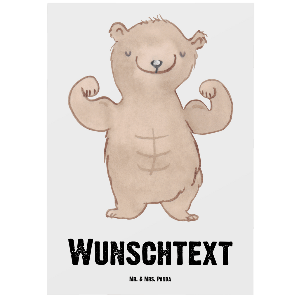 Personalisierte Postkarte Bär Bodybuilding Tage Postkarte mit Namen, Postkarte bedrucken, Postkarte mit Wunschtext, Postkarte personalisierbar, Geschenkkarte mit Namen, Grußkarte mit Namen, Karte mit Namen, Einladung mit Namen, Ansichtskarte mit Namen, Geschenkkarte mit Wunschtext, Grußkarte mit Wunschtext, Karte mit Wunschtext, Einladung mit Wunschtext, Ansichtskarte mit Wunschtext, Geschenk, Sport, Sportart, Hobby, Schenken, Danke, Dankeschön, Auszeichnung, Gewinn, Sportler, Bodybuilding, Muskelmasse, Körpergestaltung, Leistungssport
