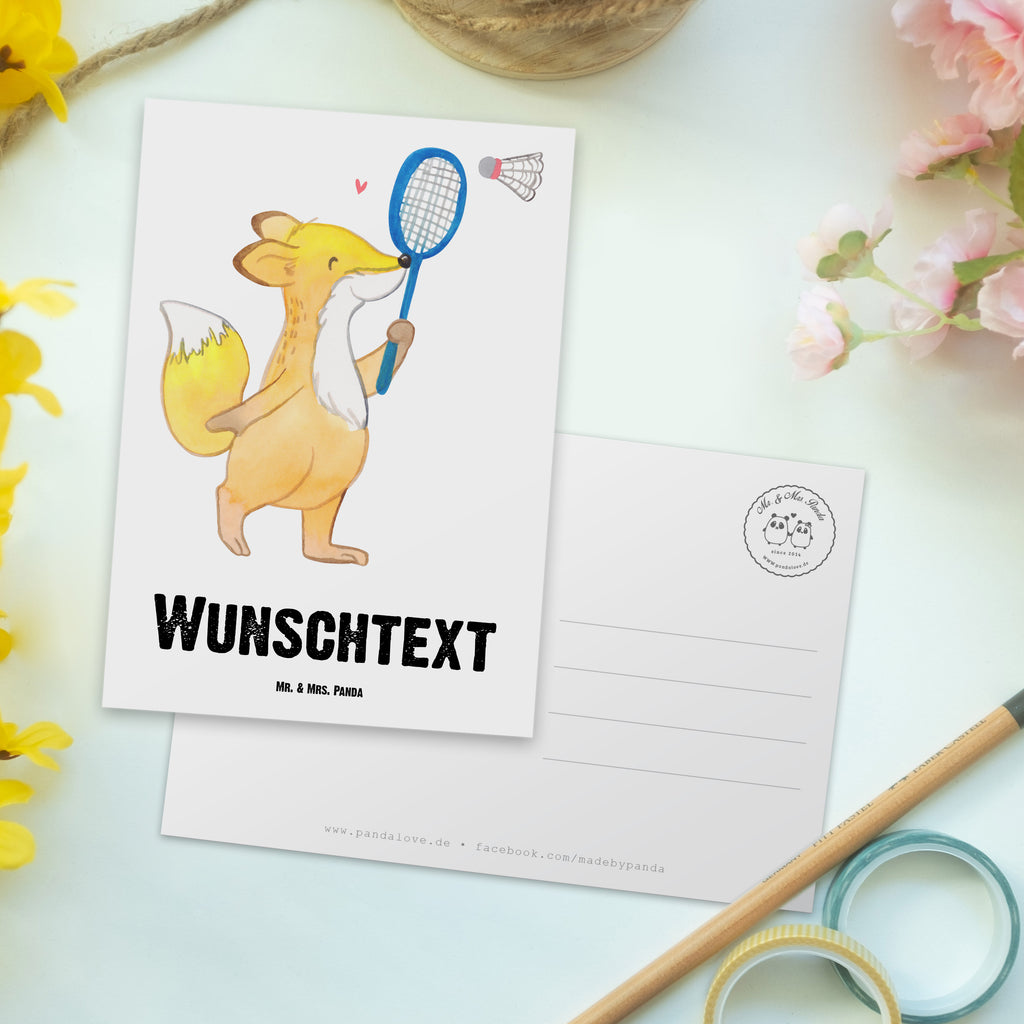 Personalisierte Postkarte Fuchs Federball spielen Medizin Postkarte mit Namen, Postkarte bedrucken, Postkarte mit Wunschtext, Postkarte personalisierbar, Geschenkkarte mit Namen, Grußkarte mit Namen, Karte mit Namen, Einladung mit Namen, Ansichtskarte mit Namen, Geschenkkarte mit Wunschtext, Grußkarte mit Wunschtext, Karte mit Wunschtext, Einladung mit Wunschtext, Ansichtskarte mit Wunschtext, Geschenk, Sport, Sportart, Hobby, Schenken, Danke, Dankeschön, Auszeichnung, Gewinn, Sportler, Federball spielen, Badminton