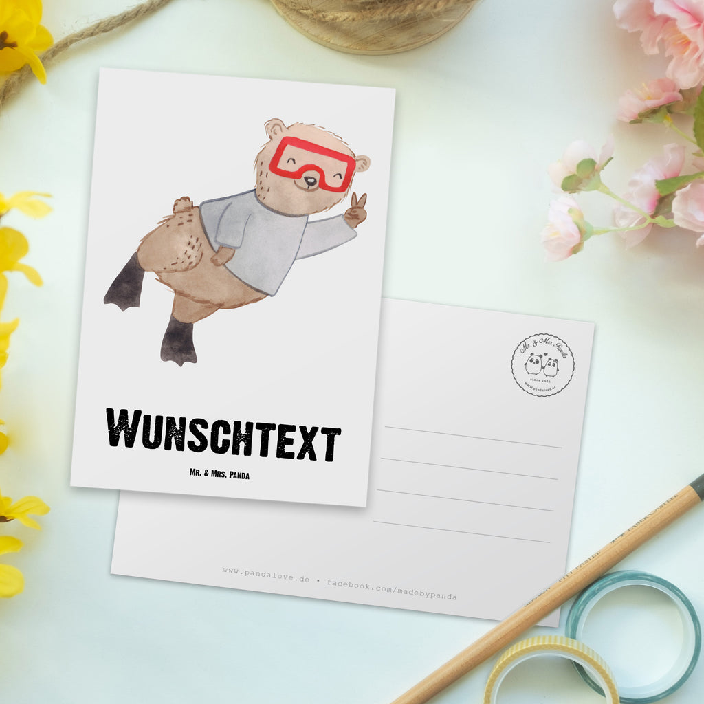 Personalisierte Postkarte Bär Tauchen Tage Postkarte mit Namen, Postkarte bedrucken, Postkarte mit Wunschtext, Postkarte personalisierbar, Geschenkkarte mit Namen, Grußkarte mit Namen, Karte mit Namen, Einladung mit Namen, Ansichtskarte mit Namen, Geschenkkarte mit Wunschtext, Grußkarte mit Wunschtext, Karte mit Wunschtext, Einladung mit Wunschtext, Ansichtskarte mit Wunschtext, Geschenk, Sport, Sportart, Hobby, Schenken, Danke, Dankeschön, Auszeichnung, Gewinn, Sportler, Tauchen, schnorcheln, Tauchgang, Tauchschule, Diving, Dive