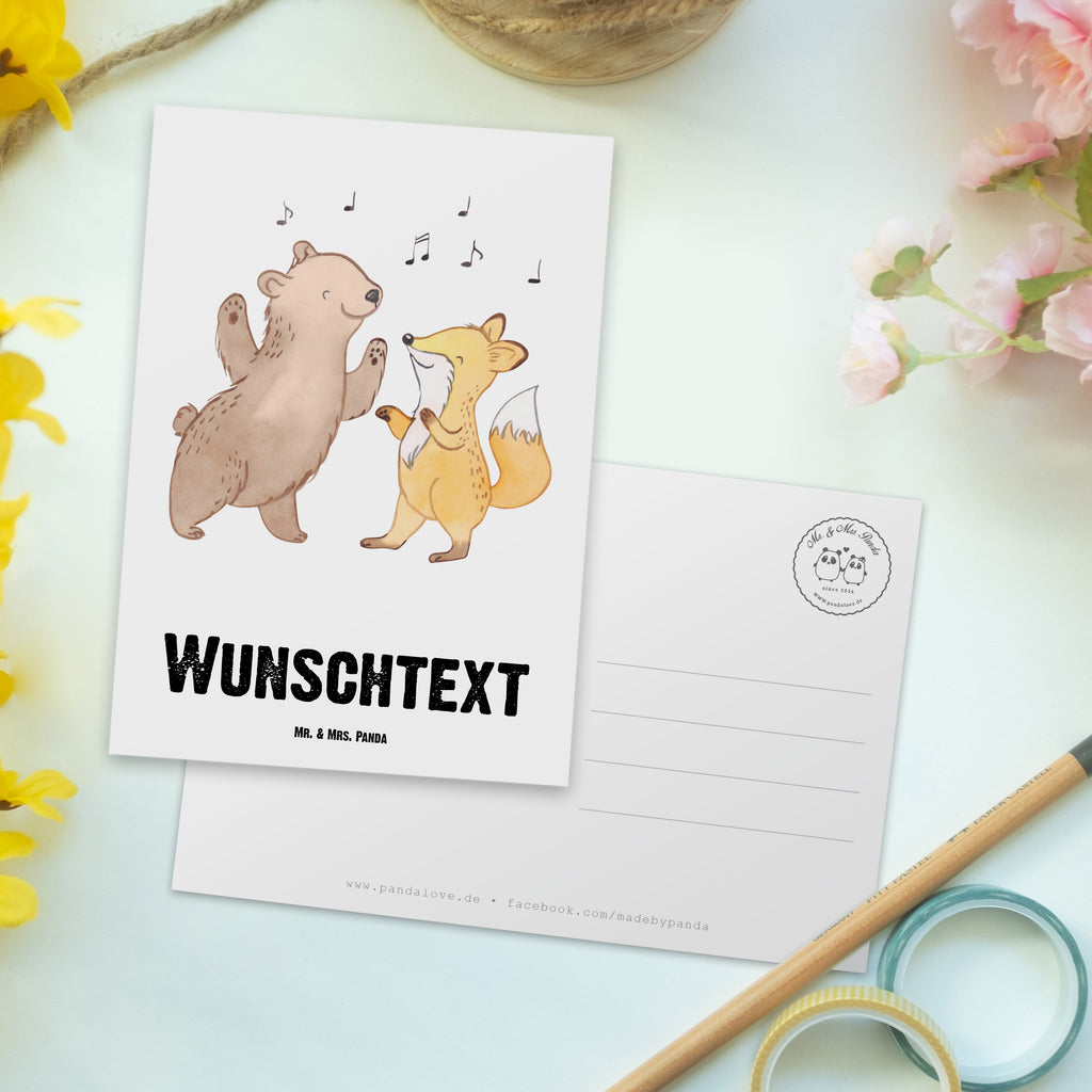 Personalisierte Postkarte Bär & Fuchs Disco Medizin Postkarte mit Namen, Postkarte bedrucken, Postkarte mit Wunschtext, Postkarte personalisierbar, Geschenkkarte mit Namen, Grußkarte mit Namen, Karte mit Namen, Einladung mit Namen, Ansichtskarte mit Namen, Geschenkkarte mit Wunschtext, Grußkarte mit Wunschtext, Karte mit Wunschtext, Einladung mit Wunschtext, Ansichtskarte mit Wunschtext, Geschenk, Sport, Sportart, Hobby, Schenken, Danke, Dankeschön, Auszeichnung, Gewinn, Sportler, Disco, Clubs, Tanzen, Feiern, Clubbing