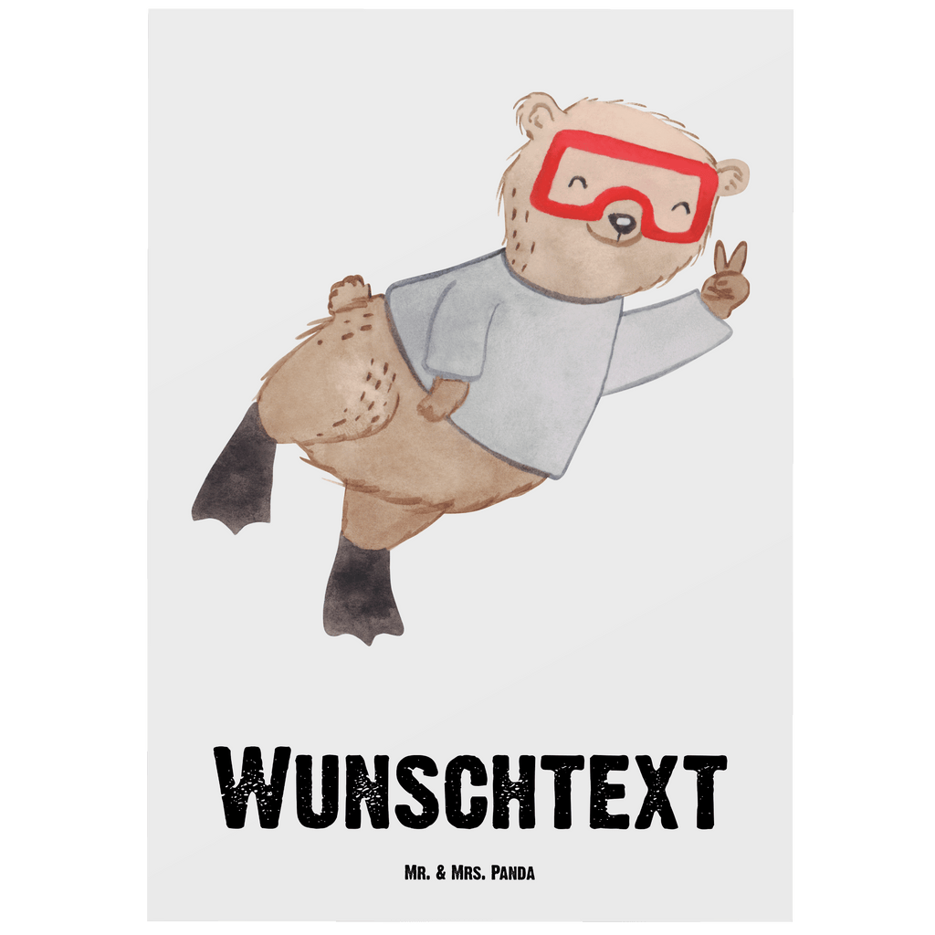Personalisierte Postkarte Bär Tauchen Medizin Postkarte mit Namen, Postkarte bedrucken, Postkarte mit Wunschtext, Postkarte personalisierbar, Geschenkkarte mit Namen, Grußkarte mit Namen, Karte mit Namen, Einladung mit Namen, Ansichtskarte mit Namen, Geschenkkarte mit Wunschtext, Grußkarte mit Wunschtext, Karte mit Wunschtext, Einladung mit Wunschtext, Ansichtskarte mit Wunschtext, Geschenk, Sport, Sportart, Hobby, Schenken, Danke, Dankeschön, Auszeichnung, Gewinn, Sportler, Tauchen, schnorcheln, Tauchgang, Tauchschule, Diving, Dive, Unterwasserabenteuer, Tauchsport, Tiefseetauchen, Tauchausflug, Tauchsafari