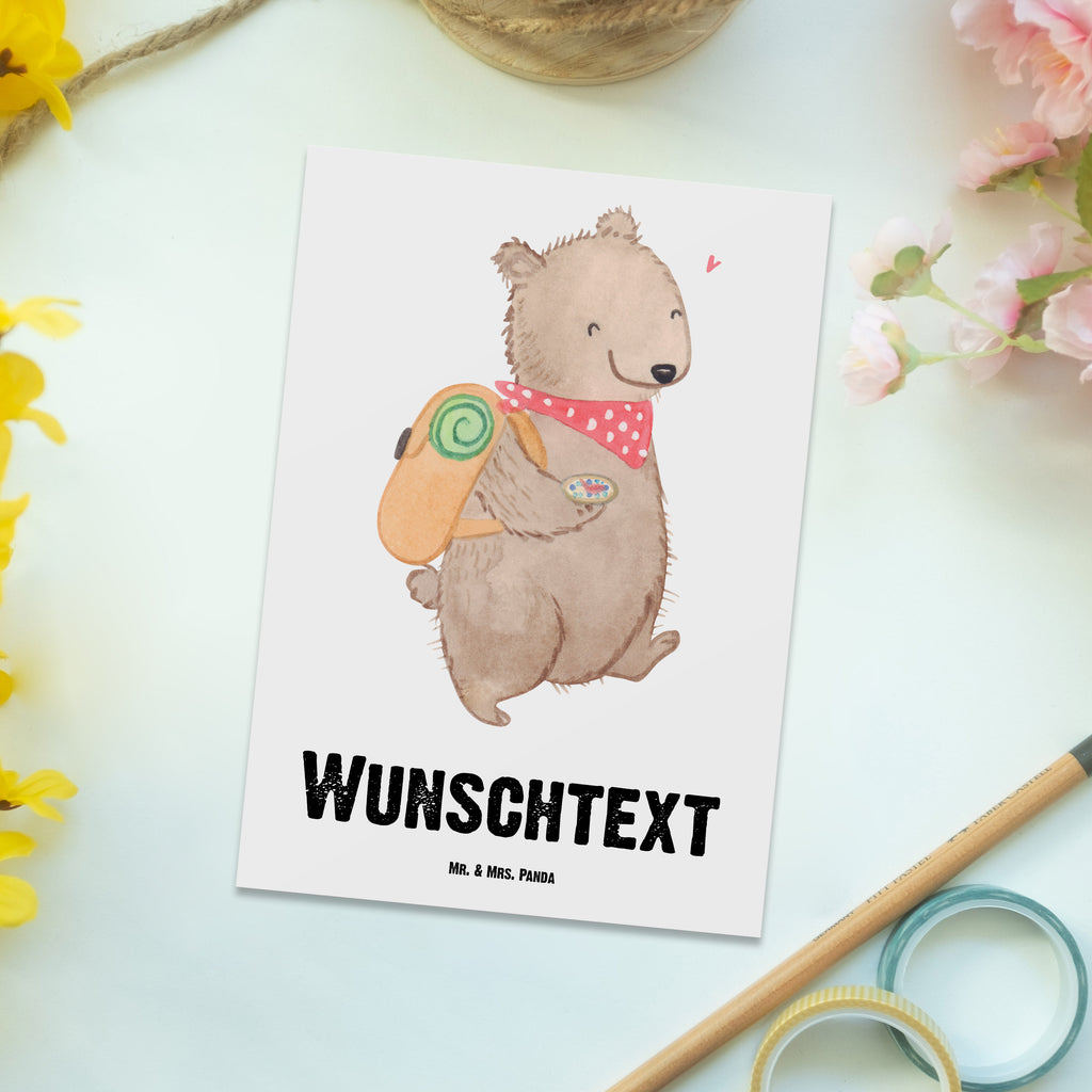 Personalisierte Postkarte Bär Wandern Medizin Postkarte mit Namen, Postkarte bedrucken, Postkarte mit Wunschtext, Postkarte personalisierbar, Geschenkkarte mit Namen, Grußkarte mit Namen, Karte mit Namen, Einladung mit Namen, Ansichtskarte mit Namen, Geschenkkarte mit Wunschtext, Grußkarte mit Wunschtext, Karte mit Wunschtext, Einladung mit Wunschtext, Ansichtskarte mit Wunschtext, Geschenk, Sport, Sportart, Hobby, Schenken, Danke, Dankeschön, Auszeichnung, Gewinn, Sportler, Wandern, Bergsteigen, Wintertouren, Outdoor Sport, Freizeitsport, Spazieren, Natur entdecken