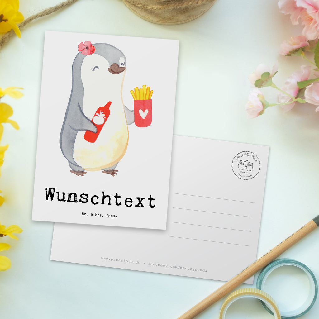 Personalisierte Postkarte Imbissbesitzerin aus Leidenschaft Postkarte mit Namen, Postkarte bedrucken, Postkarte mit Wunschtext, Postkarte personalisierbar, Geschenkkarte mit Namen, Grußkarte mit Namen, Karte mit Namen, Einladung mit Namen, Ansichtskarte mit Namen, Geschenkkarte mit Wunschtext, Grußkarte mit Wunschtext, Karte mit Wunschtext, Einladung mit Wunschtext, Ansichtskarte mit Wunschtext, Beruf, Ausbildung, Jubiläum, Abschied, Rente, Kollege, Kollegin, Geschenk, Schenken, Arbeitskollege, Mitarbeiter, Firma, Danke, Dankeschön, Imbissbesitzerin, Imibissverkäuferin, Pommesverkäuferin, Pommesliebe