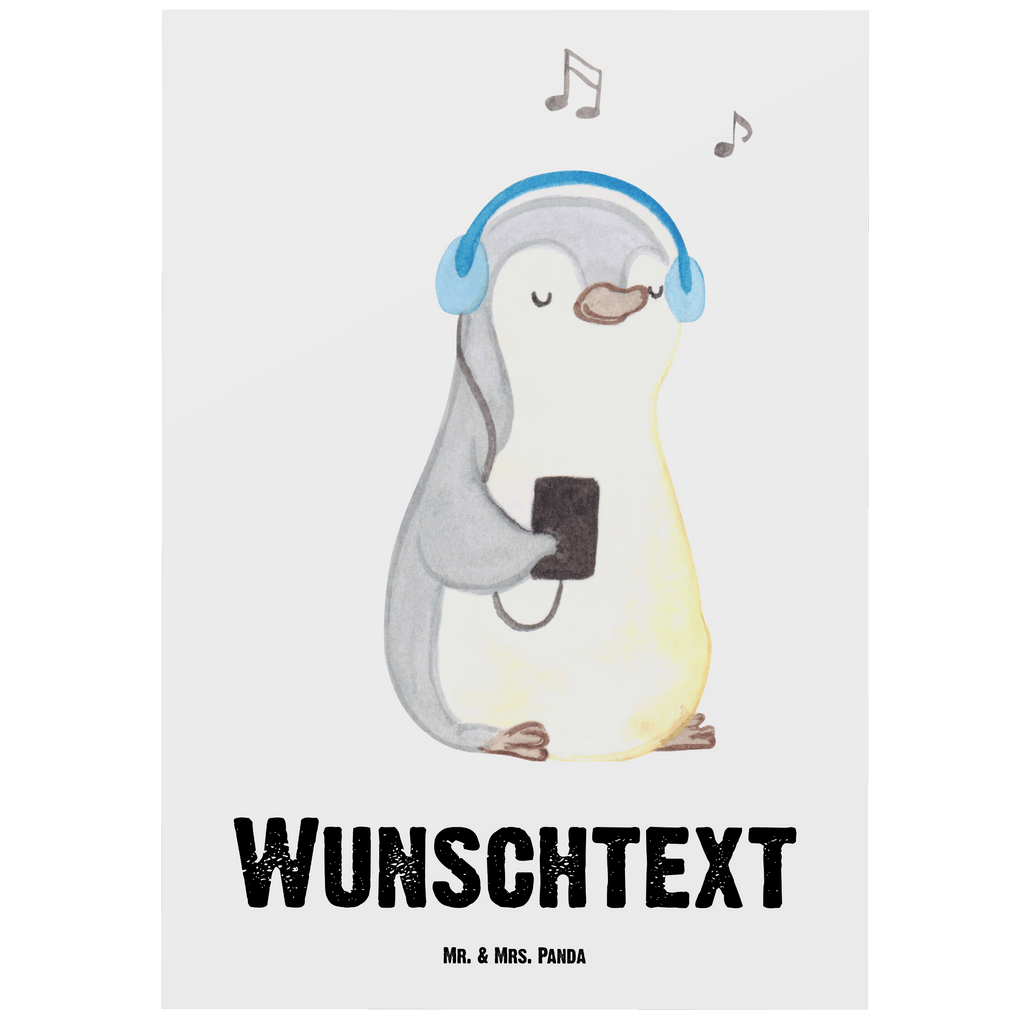 Personalisierte Postkarte Pinguin Musik hören Medizin Postkarte mit Namen, Postkarte bedrucken, Postkarte mit Wunschtext, Postkarte personalisierbar, Geschenkkarte mit Namen, Grußkarte mit Namen, Karte mit Namen, Einladung mit Namen, Ansichtskarte mit Namen, Geschenkkarte mit Wunschtext, Grußkarte mit Wunschtext, Karte mit Wunschtext, Einladung mit Wunschtext, Ansichtskarte mit Wunschtext, Geschenk, Sport, Sportart, Hobby, Schenken, Danke, Dankeschön, Auszeichnung, Gewinn, Sportler, Musik hören, Lieblingssong