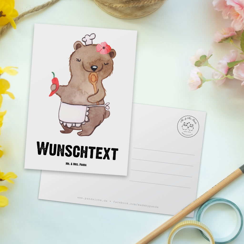 Personalisierte Postkarte Köchin aus Leidenschaft Postkarte mit Namen, Postkarte bedrucken, Postkarte mit Wunschtext, Postkarte personalisierbar, Geschenkkarte mit Namen, Grußkarte mit Namen, Karte mit Namen, Einladung mit Namen, Ansichtskarte mit Namen, Geschenkkarte mit Wunschtext, Grußkarte mit Wunschtext, Karte mit Wunschtext, Einladung mit Wunschtext, Ansichtskarte mit Wunschtext, Beruf, Ausbildung, Jubiläum, Abschied, Rente, Kollege, Kollegin, Geschenk, Schenken, Arbeitskollege, Mitarbeiter, Firma, Danke, Dankeschön, Köchin, Chefköchin, Küchenchefin, Küchenmeisterin, Schiffsköchin, Sterneköchin, Fernsehköchin, Restaurant