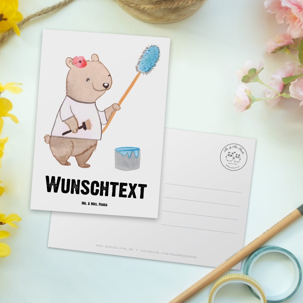 Personalisierte Postkarte Malerin aus Leidenschaft Postkarte mit Namen, Postkarte bedrucken, Postkarte mit Wunschtext, Postkarte personalisierbar, Geschenkkarte mit Namen, Grußkarte mit Namen, Karte mit Namen, Einladung mit Namen, Ansichtskarte mit Namen, Geschenkkarte mit Wunschtext, Grußkarte mit Wunschtext, Karte mit Wunschtext, Einladung mit Wunschtext, Ansichtskarte mit Wunschtext, Beruf, Ausbildung, Jubiläum, Abschied, Rente, Kollege, Kollegin, Geschenk, Schenken, Arbeitskollege, Mitarbeiter, Firma, Danke, Dankeschön, Maler, Malermeisterin, Gesellenprüfung, Meisterprüfung, Malerbetrieb