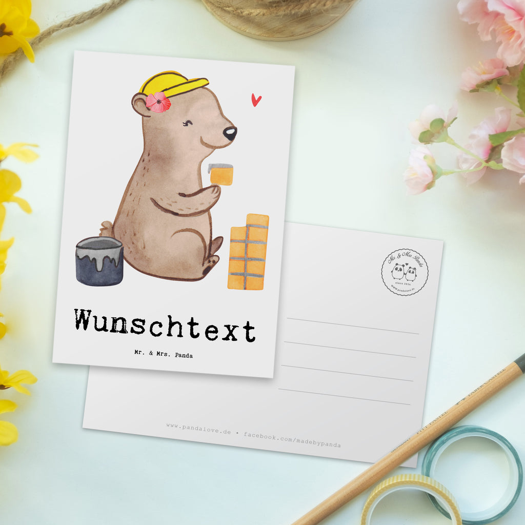 Personalisierte Postkarte Maurerin aus Leidenschaft Postkarte mit Namen, Postkarte bedrucken, Postkarte mit Wunschtext, Postkarte personalisierbar, Geschenkkarte mit Namen, Grußkarte mit Namen, Karte mit Namen, Einladung mit Namen, Ansichtskarte mit Namen, Geschenkkarte mit Wunschtext, Grußkarte mit Wunschtext, Karte mit Wunschtext, Einladung mit Wunschtext, Ansichtskarte mit Wunschtext, Beruf, Ausbildung, Jubiläum, Abschied, Rente, Kollege, Kollegin, Geschenk, Schenken, Arbeitskollege, Mitarbeiter, Firma, Danke, Dankeschön, Maurerin, Maurermeisterin, Gesellenprüfung, Handwerkerin, Maurerbetrieb