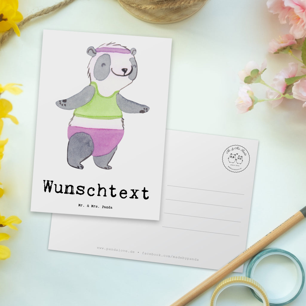Personalisierte Postkarte Panda Aerobic Medizin Postkarte mit Namen, Postkarte bedrucken, Postkarte mit Wunschtext, Postkarte personalisierbar, Geschenkkarte mit Namen, Grußkarte mit Namen, Karte mit Namen, Einladung mit Namen, Ansichtskarte mit Namen, Geschenkkarte mit Wunschtext, Grußkarte mit Wunschtext, Karte mit Wunschtext, Einladung mit Wunschtext, Ansichtskarte mit Wunschtext, Geschenk, Sport, Sportart, Hobby, Schenken, Danke, Dankeschön, Auszeichnung, Gewinn, Sportler, Aerobic, Aerobic Fitness, Fitnessstudio