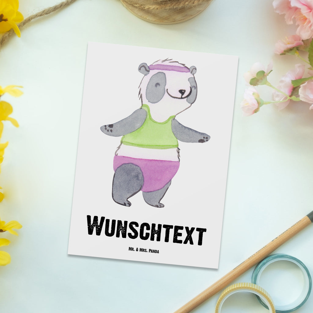Personalisierte Postkarte Panda Aerobic Tage Postkarte mit Namen, Postkarte bedrucken, Postkarte mit Wunschtext, Postkarte personalisierbar, Geschenkkarte mit Namen, Grußkarte mit Namen, Karte mit Namen, Einladung mit Namen, Ansichtskarte mit Namen, Geschenkkarte mit Wunschtext, Grußkarte mit Wunschtext, Karte mit Wunschtext, Einladung mit Wunschtext, Ansichtskarte mit Wunschtext, Geschenk, Sport, Sportart, Hobby, Schenken, Danke, Dankeschön, Auszeichnung, Gewinn, Sportler, Aerobic, Aerobic Fitness, Fitnessstudio