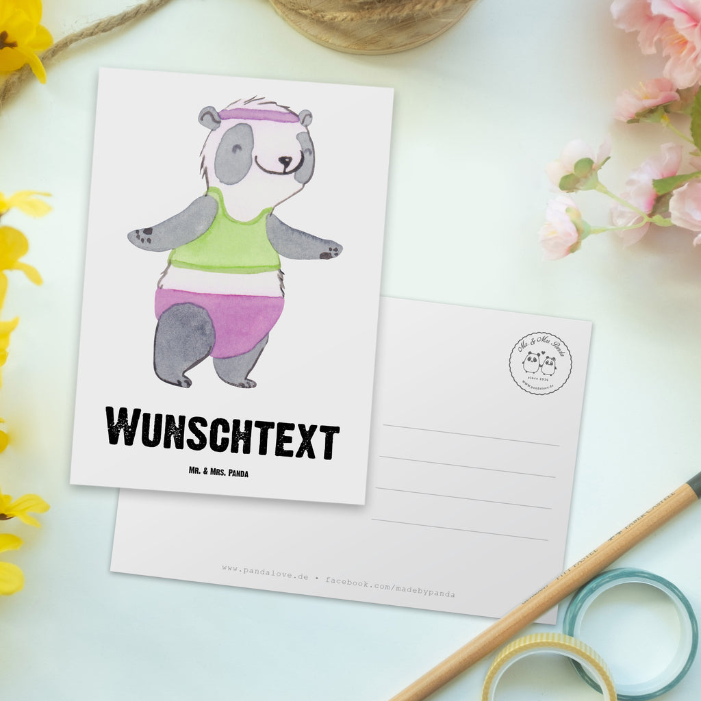 Personalisierte Postkarte Panda Aerobic Tage Postkarte mit Namen, Postkarte bedrucken, Postkarte mit Wunschtext, Postkarte personalisierbar, Geschenkkarte mit Namen, Grußkarte mit Namen, Karte mit Namen, Einladung mit Namen, Ansichtskarte mit Namen, Geschenkkarte mit Wunschtext, Grußkarte mit Wunschtext, Karte mit Wunschtext, Einladung mit Wunschtext, Ansichtskarte mit Wunschtext, Geschenk, Sport, Sportart, Hobby, Schenken, Danke, Dankeschön, Auszeichnung, Gewinn, Sportler, Aerobic, Aerobic Fitness, Fitnessstudio