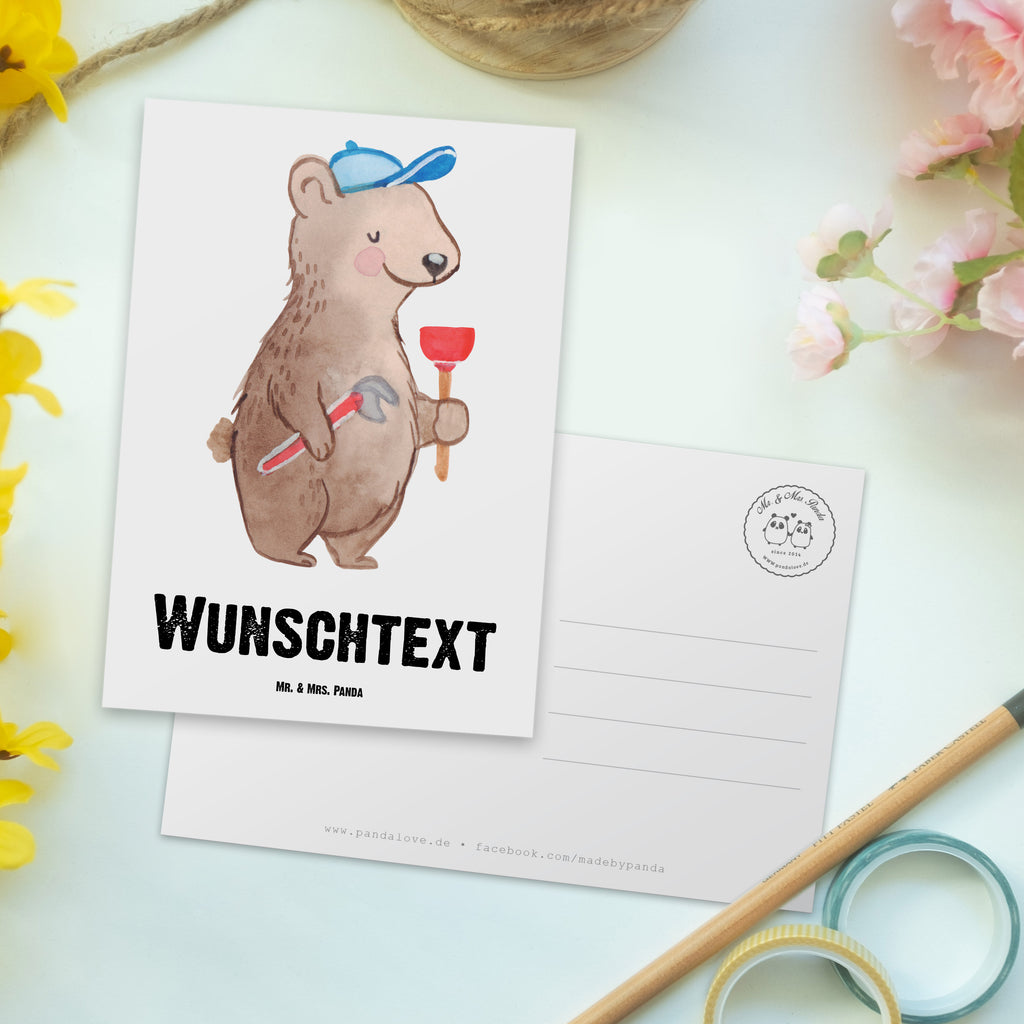 Personalisierte Postkarte Klempner aus Leidenschaft Postkarte mit Namen, Postkarte bedrucken, Postkarte mit Wunschtext, Postkarte personalisierbar, Geschenkkarte mit Namen, Grußkarte mit Namen, Karte mit Namen, Einladung mit Namen, Ansichtskarte mit Namen, Geschenkkarte mit Wunschtext, Grußkarte mit Wunschtext, Karte mit Wunschtext, Einladung mit Wunschtext, Ansichtskarte mit Wunschtext, Beruf, Ausbildung, Jubiläum, Abschied, Rente, Kollege, Kollegin, Geschenk, Schenken, Arbeitskollege, Mitarbeiter, Firma, Danke, Dankeschön, Klempner, Handwerker, Installateur, Meister, Gesellenprüfung, Fachbetrieb, Bauklempner, Sanitärinstallationen