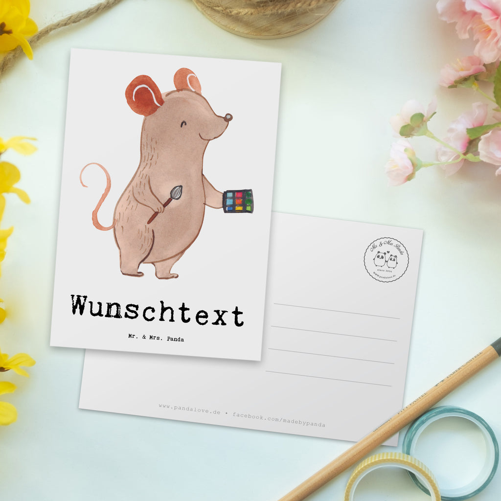 Personalisierte Postkarte Maskenbildner aus Leidenschaft Postkarte mit Namen, Postkarte bedrucken, Postkarte mit Wunschtext, Postkarte personalisierbar, Geschenkkarte mit Namen, Grußkarte mit Namen, Karte mit Namen, Einladung mit Namen, Ansichtskarte mit Namen, Geschenkkarte mit Wunschtext, Grußkarte mit Wunschtext, Karte mit Wunschtext, Einladung mit Wunschtext, Ansichtskarte mit Wunschtext, Beruf, Ausbildung, Jubiläum, Abschied, Rente, Kollege, Kollegin, Geschenk, Schenken, Arbeitskollege, Mitarbeiter, Firma, Danke, Dankeschön, Kosmetiker, Make Up Artist, Maskenbildner, Visagist, Beauty Salon, Kosmetikstudio, Eröffnung
