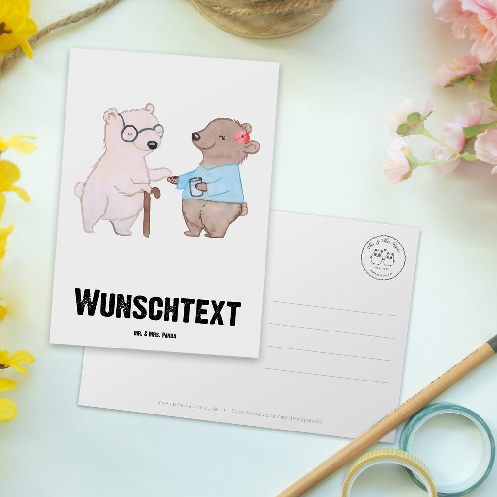 Personalisierte Postkarte Altenpflegerin aus Leidenschaft Postkarte mit Namen, Postkarte bedrucken, Postkarte mit Wunschtext, Postkarte personalisierbar, Geschenkkarte mit Namen, Grußkarte mit Namen, Karte mit Namen, Einladung mit Namen, Ansichtskarte mit Namen, Geschenkkarte mit Wunschtext, Grußkarte mit Wunschtext, Karte mit Wunschtext, Einladung mit Wunschtext, Ansichtskarte mit Wunschtext, Beruf, Ausbildung, Jubiläum, Abschied, Rente, Kollege, Kollegin, Geschenk, Schenken, Arbeitskollege, Mitarbeiter, Firma, Danke, Dankeschön, Altenpflegerin, Pflegerin, Altenheim Eröffnung