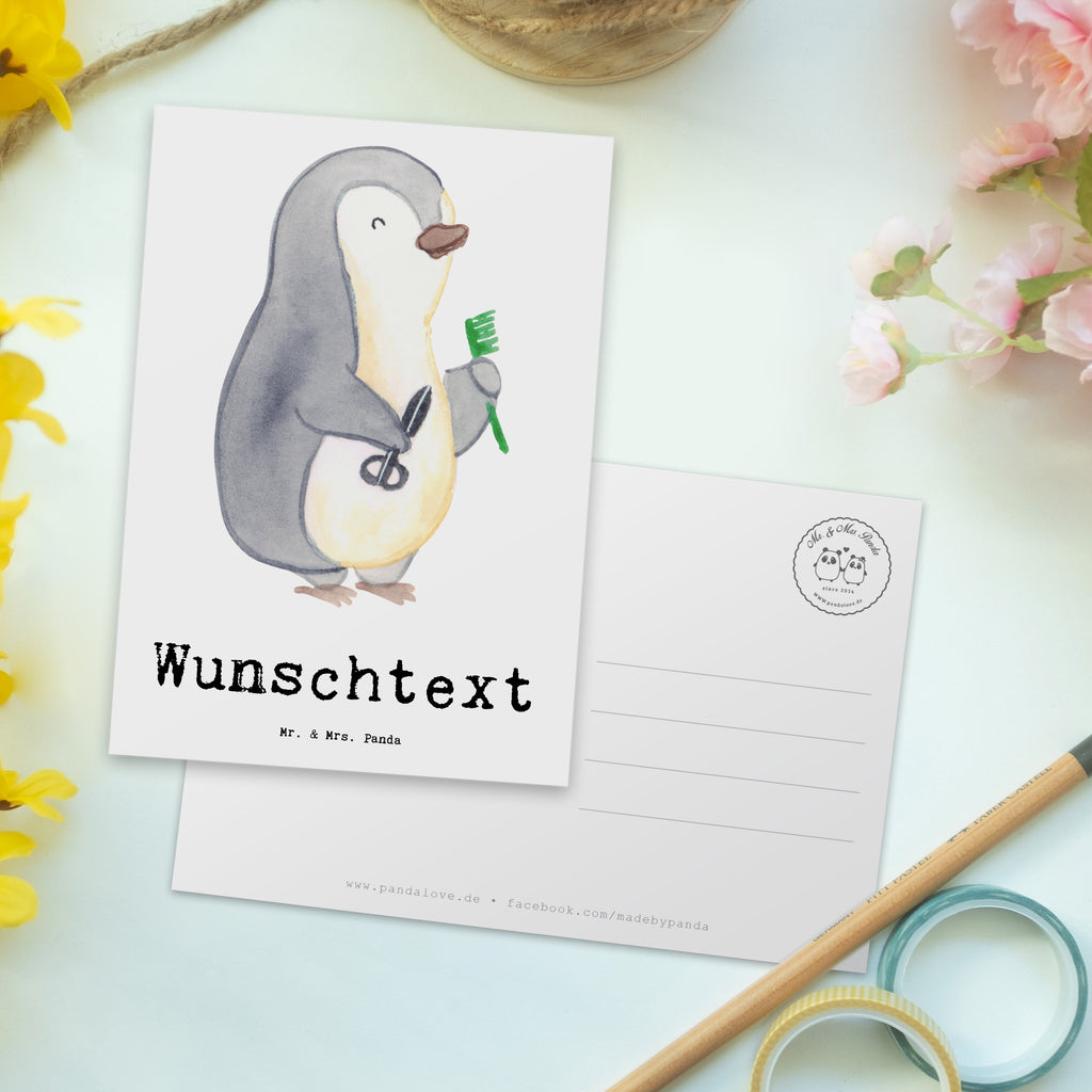 Personalisierte Postkarte Hairstylist mit Herz Postkarte mit Namen, Postkarte bedrucken, Postkarte mit Wunschtext, Postkarte personalisierbar, Geschenkkarte mit Namen, Grußkarte mit Namen, Karte mit Namen, Einladung mit Namen, Ansichtskarte mit Namen, Geschenkkarte mit Wunschtext, Grußkarte mit Wunschtext, Karte mit Wunschtext, Einladung mit Wunschtext, Ansichtskarte mit Wunschtext, Beruf, Ausbildung, Jubiläum, Abschied, Rente, Kollege, Kollegin, Geschenk, Schenken, Arbeitskollege, Mitarbeiter, Firma, Danke, Dankeschön, Frisör, Haarstylist, Hairstylist, Friseursalon, Barbier, Coiffeur, Eröffnung Friseur