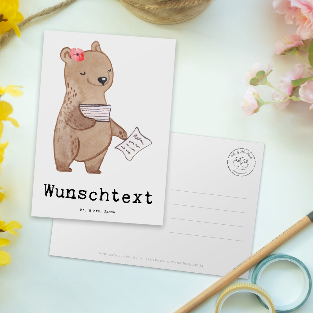 Personalisierte Postkarte Buchhalterin mit Herz Postkarte mit Namen, Postkarte bedrucken, Postkarte mit Wunschtext, Postkarte personalisierbar, Geschenkkarte mit Namen, Grußkarte mit Namen, Karte mit Namen, Einladung mit Namen, Ansichtskarte mit Namen, Geschenkkarte mit Wunschtext, Grußkarte mit Wunschtext, Karte mit Wunschtext, Einladung mit Wunschtext, Ansichtskarte mit Wunschtext, Beruf, Ausbildung, Jubiläum, Abschied, Rente, Kollege, Kollegin, Geschenk, Schenken, Arbeitskollege, Mitarbeiter, Firma, Danke, Dankeschön, Buchhalter, in Bürojob, Backoffice Mitarbeiterin, Angestellte
