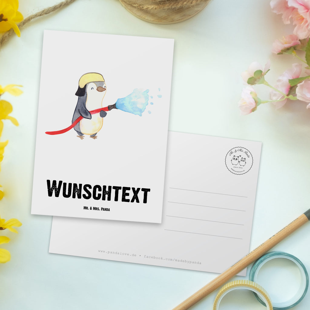 Personalisierte Postkarte Feuerwehrmann mit Herz Postkarte mit Namen, Postkarte bedrucken, Postkarte mit Wunschtext, Postkarte personalisierbar, Geschenkkarte mit Namen, Grußkarte mit Namen, Karte mit Namen, Einladung mit Namen, Ansichtskarte mit Namen, Geschenkkarte mit Wunschtext, Grußkarte mit Wunschtext, Karte mit Wunschtext, Einladung mit Wunschtext, Ansichtskarte mit Wunschtext, Beruf, Ausbildung, Jubiläum, Abschied, Rente, Kollege, Kollegin, Geschenk, Schenken, Arbeitskollege, Mitarbeiter, Firma, Danke, Dankeschön, Feuerwehrmann, Feuerwehrhauptmann, Brandschutz, Feuerwehr, freiwillige Feuerwehr