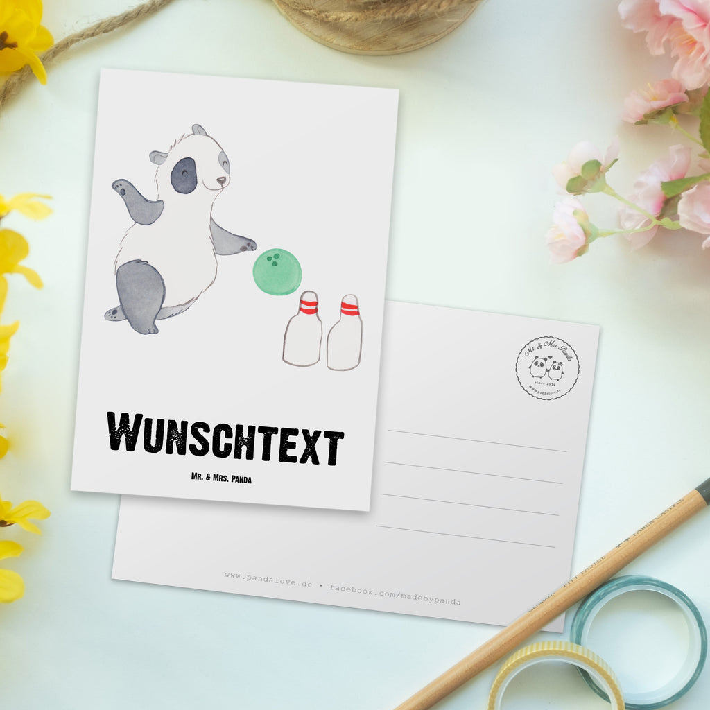 Personalisierte Postkarte Panda Bowling Tage Postkarte mit Namen, Postkarte bedrucken, Postkarte mit Wunschtext, Postkarte personalisierbar, Geschenkkarte mit Namen, Grußkarte mit Namen, Karte mit Namen, Einladung mit Namen, Ansichtskarte mit Namen, Geschenkkarte mit Wunschtext, Grußkarte mit Wunschtext, Karte mit Wunschtext, Einladung mit Wunschtext, Ansichtskarte mit Wunschtext, Geschenk, Sport, Sportart, Hobby, Schenken, Danke, Dankeschön, Auszeichnung, Gewinn, Sportler, Bowling, Bowlen gehen, Bowling Center, Bowlingbahn, Kegelbahn, Kegelausflug, Bowlingausflug, Bowlingparty