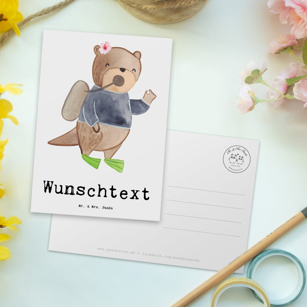 Personalisierte Postkarte Taucherin mit Herz Postkarte mit Namen, Postkarte bedrucken, Postkarte mit Wunschtext, Postkarte personalisierbar, Geschenkkarte mit Namen, Grußkarte mit Namen, Karte mit Namen, Einladung mit Namen, Ansichtskarte mit Namen, Geschenkkarte mit Wunschtext, Grußkarte mit Wunschtext, Karte mit Wunschtext, Einladung mit Wunschtext, Ansichtskarte mit Wunschtext, Beruf, Ausbildung, Jubiläum, Abschied, Rente, Kollege, Kollegin, Geschenk, Schenken, Arbeitskollege, Mitarbeiter, Firma, Danke, Dankeschön