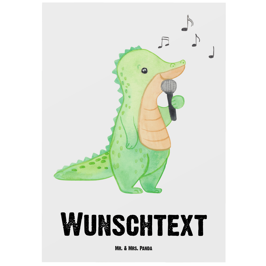 Personalisierte Postkarte Krokodil Singen Tage Postkarte mit Namen, Postkarte bedrucken, Postkarte mit Wunschtext, Postkarte personalisierbar, Geschenkkarte mit Namen, Grußkarte mit Namen, Karte mit Namen, Einladung mit Namen, Ansichtskarte mit Namen, Geschenkkarte mit Wunschtext, Grußkarte mit Wunschtext, Karte mit Wunschtext, Einladung mit Wunschtext, Ansichtskarte mit Wunschtext, Geschenk, Sport, Sportart, Hobby, Schenken, Danke, Dankeschön, Auszeichnung, Gewinn, Sportler, Singen, Band, Live Auftritt, Gesang, Hobbysänger
