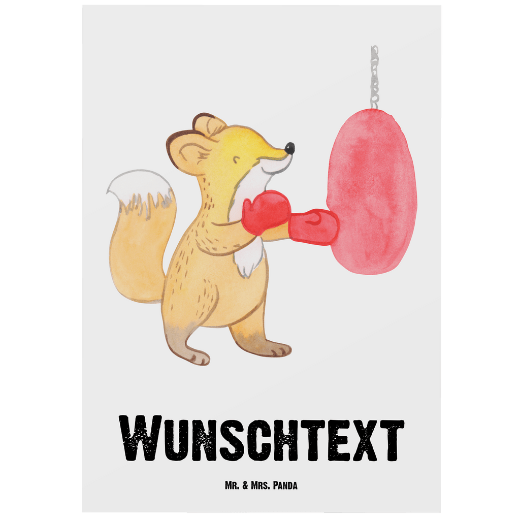 Personalisierte Postkarte Fuchs Boxen Tage Postkarte mit Namen, Postkarte bedrucken, Postkarte mit Wunschtext, Postkarte personalisierbar, Geschenkkarte mit Namen, Grußkarte mit Namen, Karte mit Namen, Einladung mit Namen, Ansichtskarte mit Namen, Geschenkkarte mit Wunschtext, Grußkarte mit Wunschtext, Karte mit Wunschtext, Einladung mit Wunschtext, Ansichtskarte mit Wunschtext, Geschenk, Sport, Sportart, Hobby, Schenken, Danke, Dankeschön, Auszeichnung, Gewinn, Sportler, Boxen, Boxkampf, Boxtraining