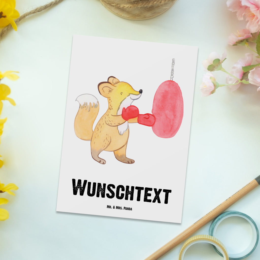 Personalisierte Postkarte Fuchs Boxen Tage Postkarte mit Namen, Postkarte bedrucken, Postkarte mit Wunschtext, Postkarte personalisierbar, Geschenkkarte mit Namen, Grußkarte mit Namen, Karte mit Namen, Einladung mit Namen, Ansichtskarte mit Namen, Geschenkkarte mit Wunschtext, Grußkarte mit Wunschtext, Karte mit Wunschtext, Einladung mit Wunschtext, Ansichtskarte mit Wunschtext, Geschenk, Sport, Sportart, Hobby, Schenken, Danke, Dankeschön, Auszeichnung, Gewinn, Sportler, Boxen, Boxkampf, Boxtraining