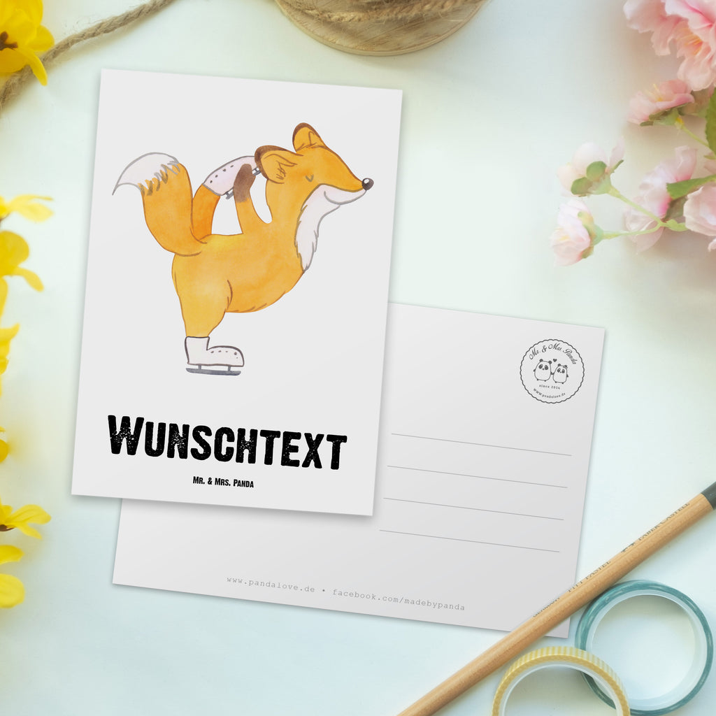 Personalisierte Postkarte Fuchs Eiskunstläufer Tage Postkarte mit Namen, Postkarte bedrucken, Postkarte mit Wunschtext, Postkarte personalisierbar, Geschenkkarte mit Namen, Grußkarte mit Namen, Karte mit Namen, Einladung mit Namen, Ansichtskarte mit Namen, Geschenkkarte mit Wunschtext, Grußkarte mit Wunschtext, Karte mit Wunschtext, Einladung mit Wunschtext, Ansichtskarte mit Wunschtext, Geschenk, Sport, Sportart, Hobby, Schenken, Danke, Dankeschön, Auszeichnung, Gewinn, Sportler, Eiskunstläufer, Eiskunstläuferin, Eiskunst